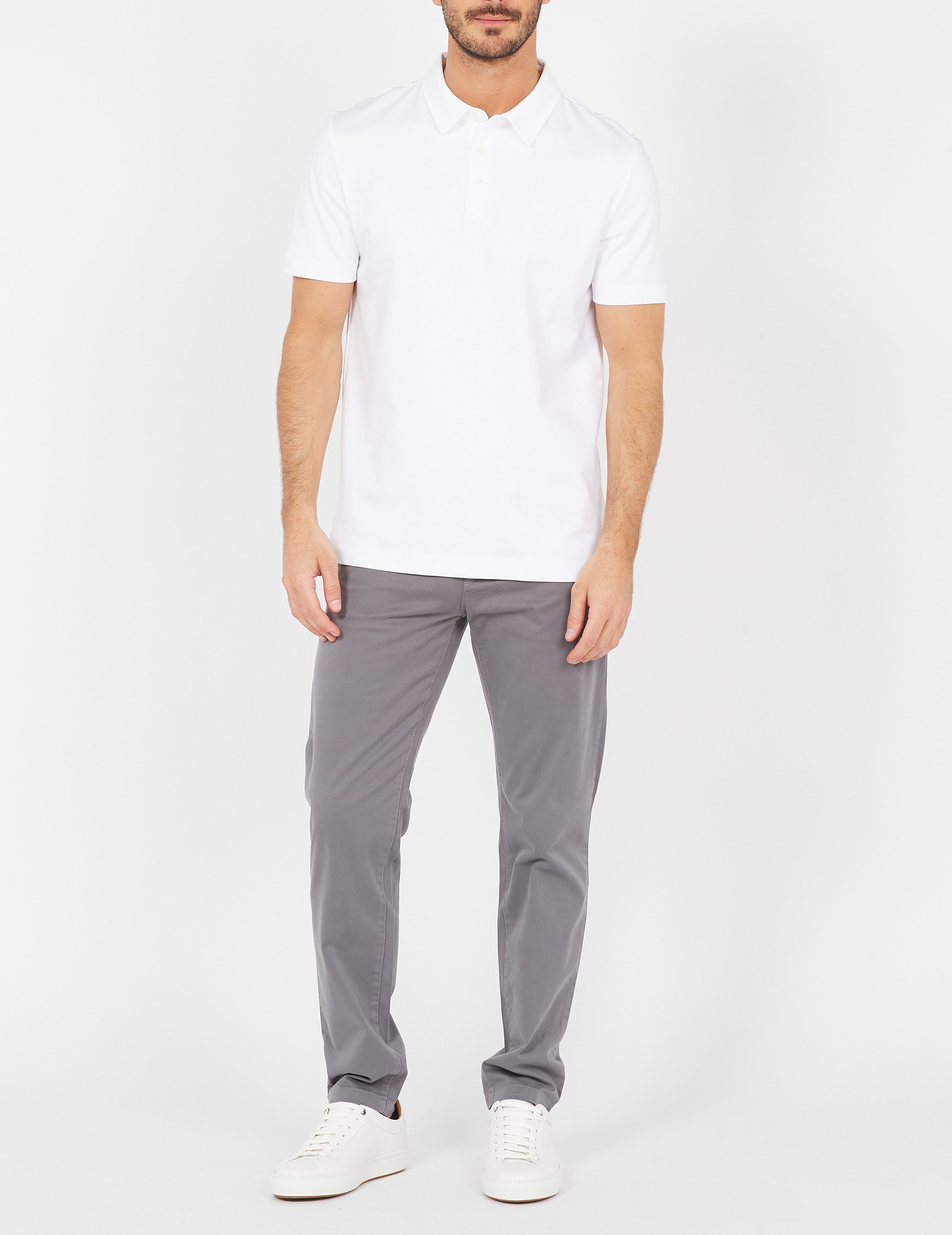 Slim-fit cotton polo shirt BOSS White