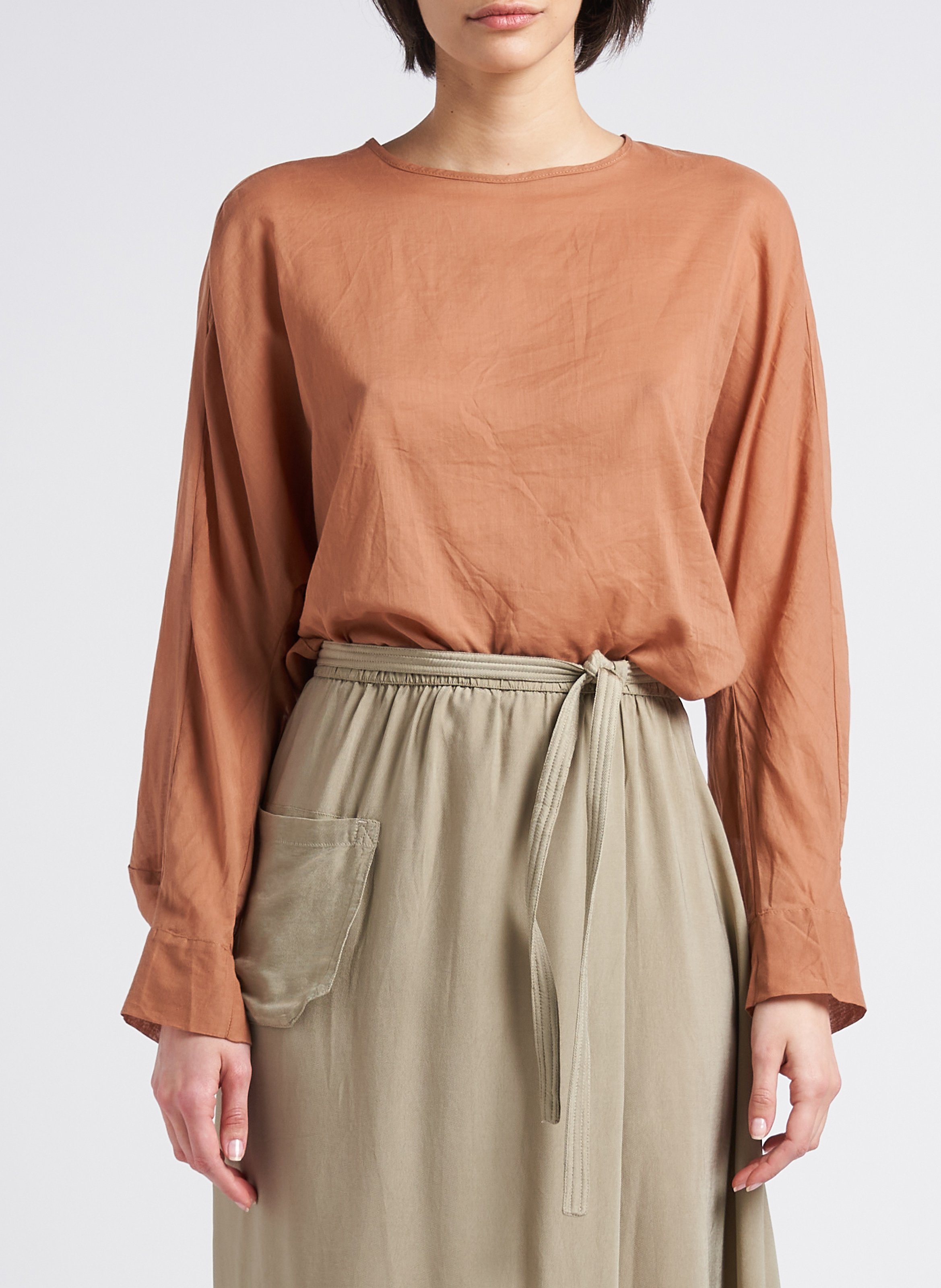 Rundhals-Top aus Baumwolle HUMANOID Orange