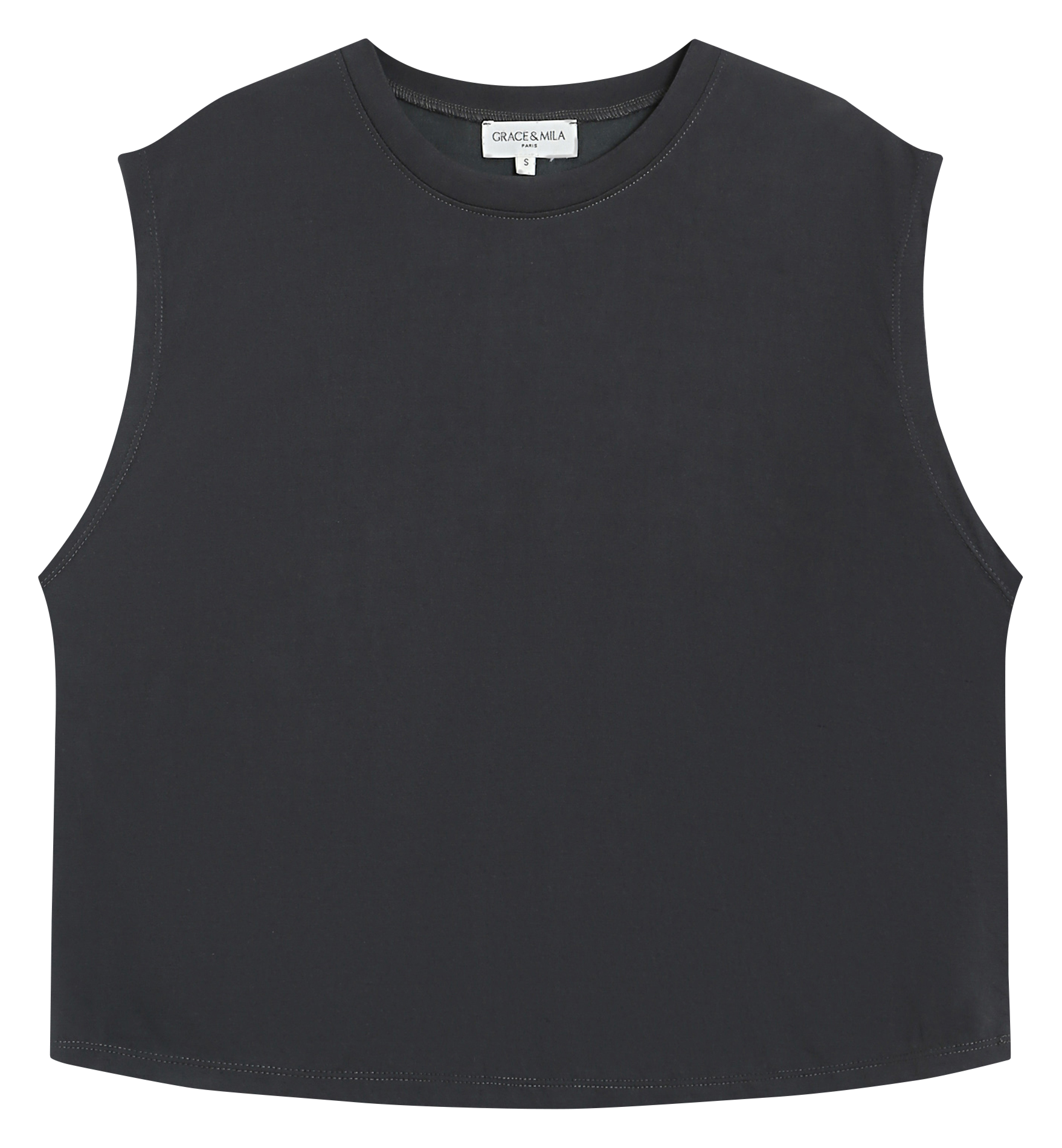 Top sans manches large uni GRACE ET MILA Noir