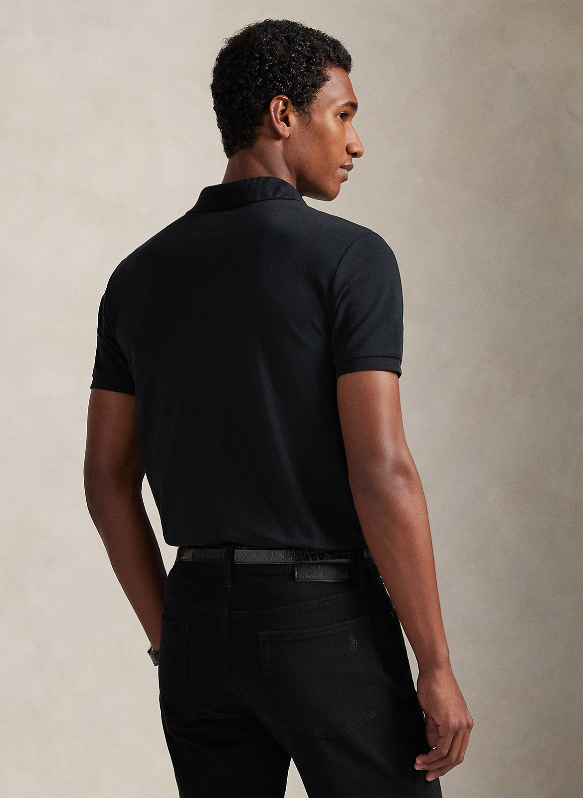 Slim-fit cotton-blend polo shirt POLO RALPH LAUREN Black