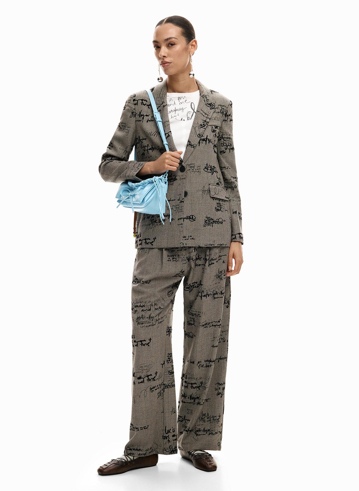 High-waisted printed trousers DESIGUAL Black