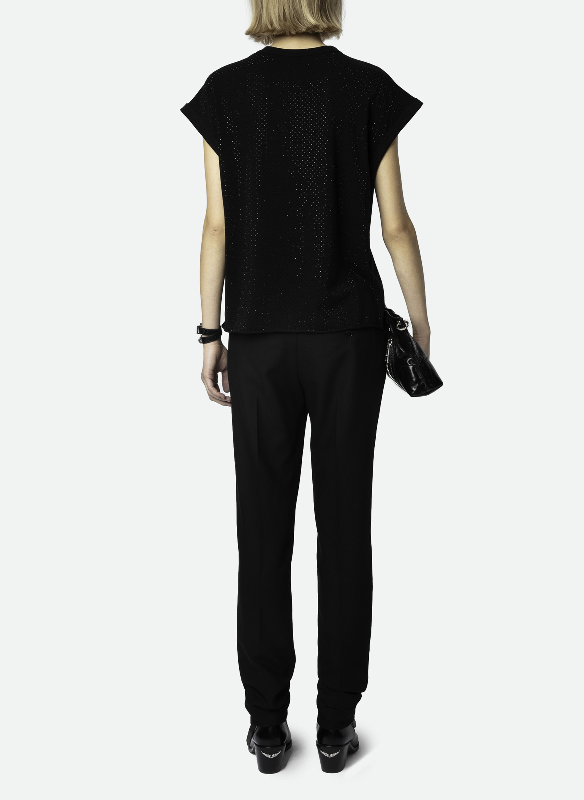 Tee-shirt à strass en coton ZADIG&VOLTAIRE Noir