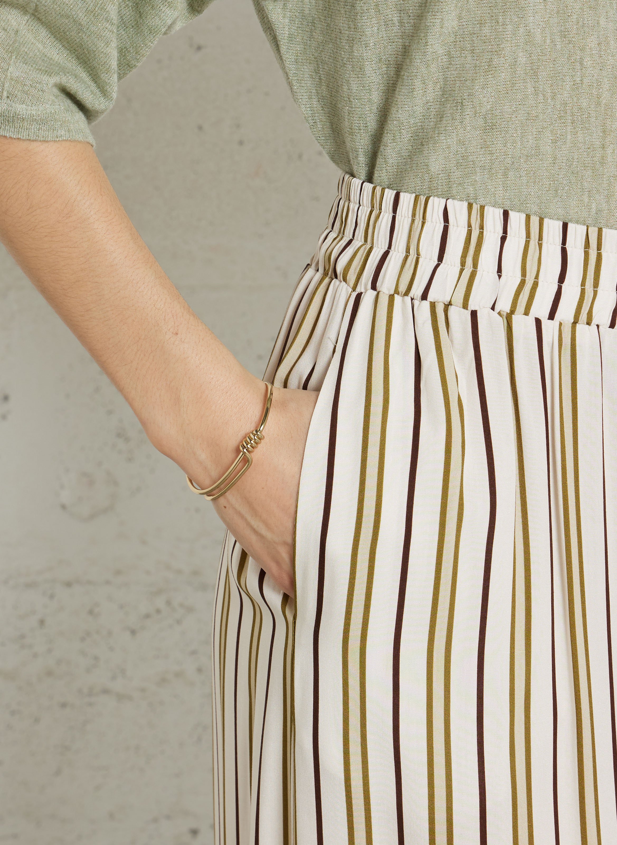 Pantalon large rayé PLEASE Beige