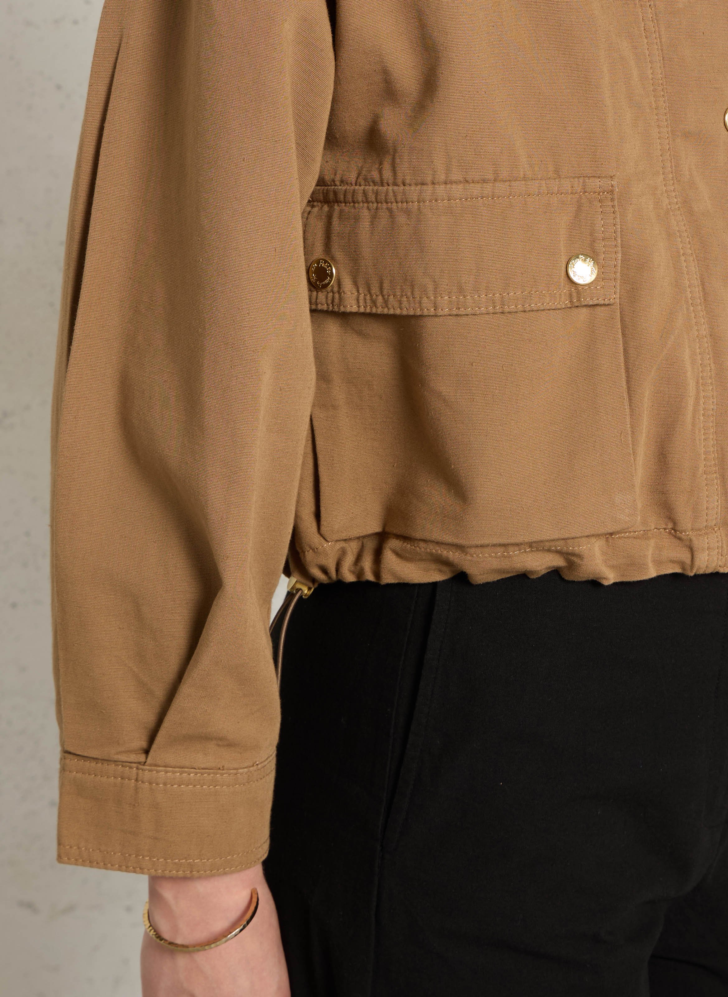 Oversized high-neck cotton blend jacket DES PETITS HAUTS Brown