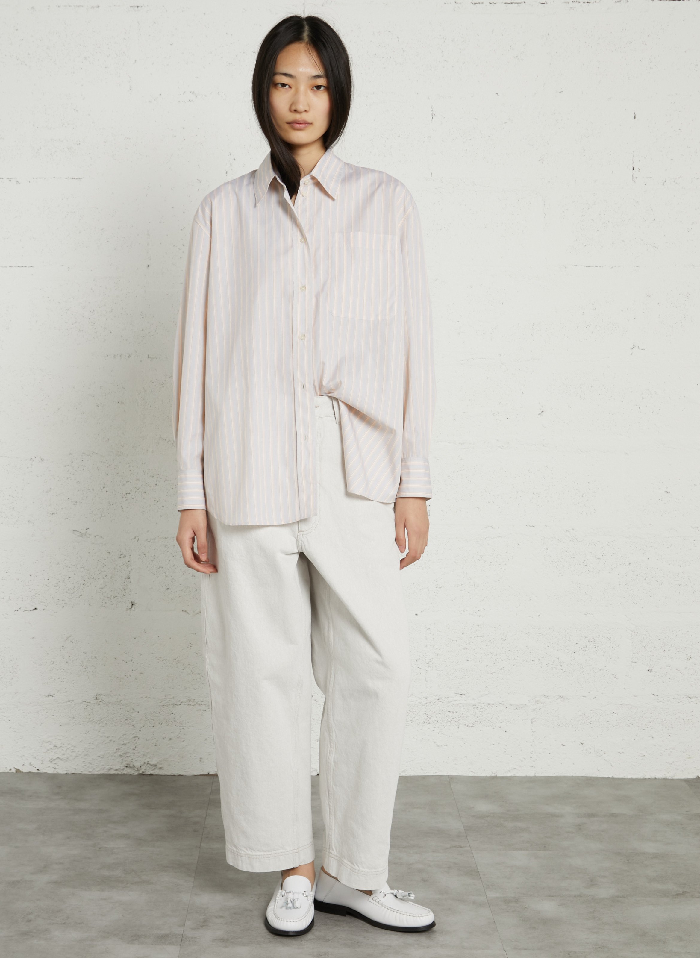 Gestreifte Bluse mit klassischem Kragen SOEUR Orange