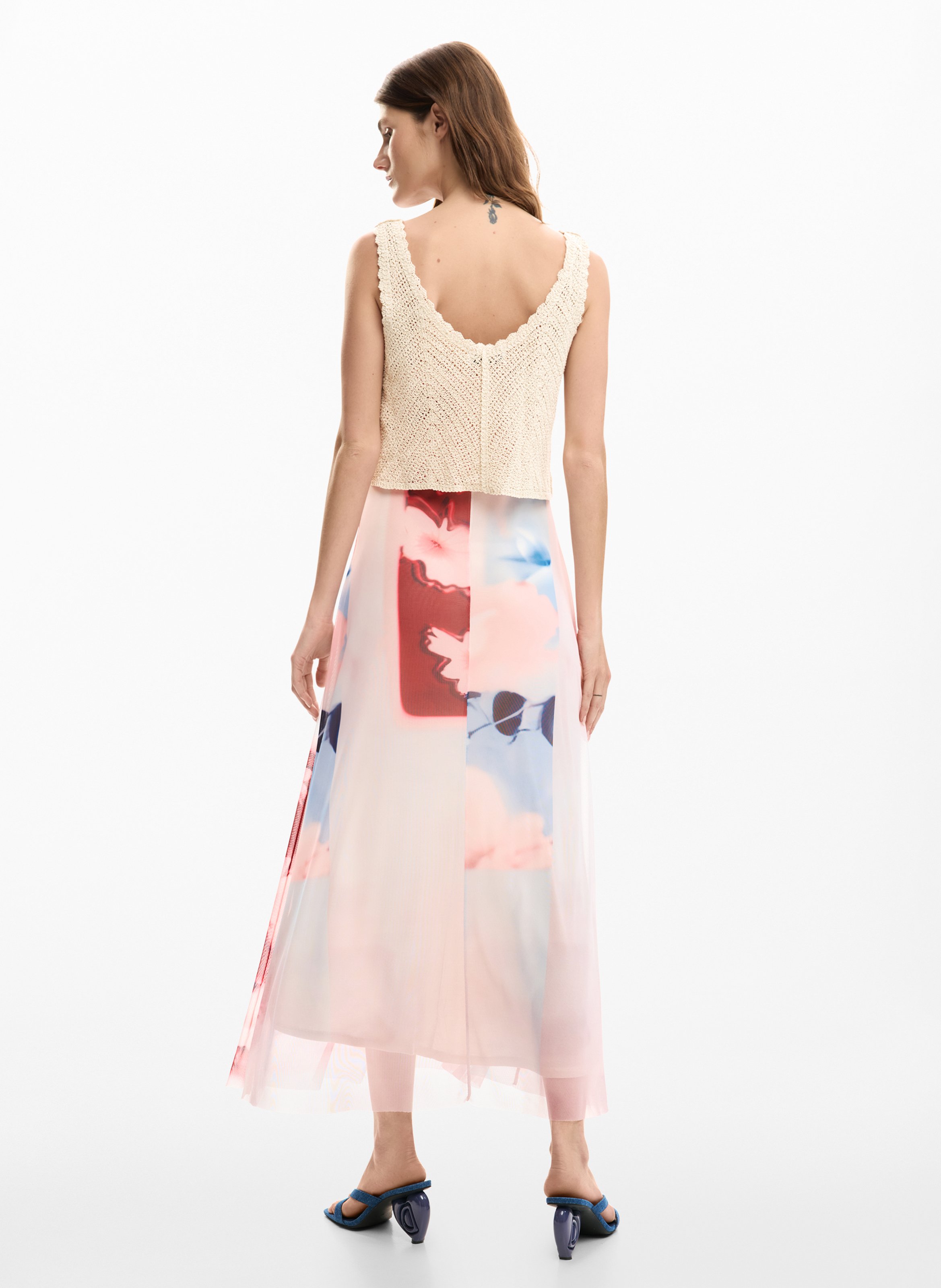 Halflange jurk met ronde hals DESIGUAL Rood