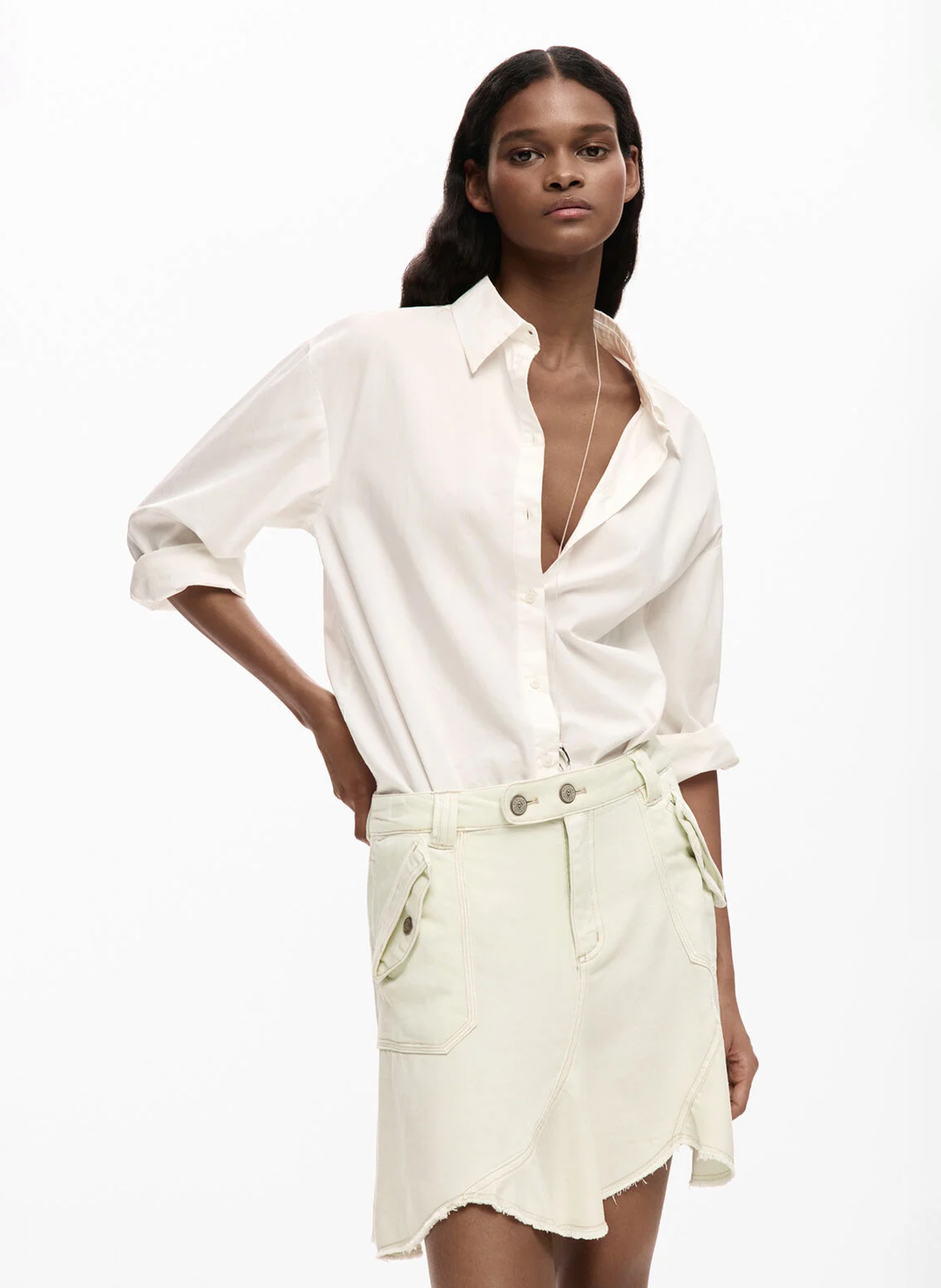 Jupe courte évasée DESIGUAL Blanc