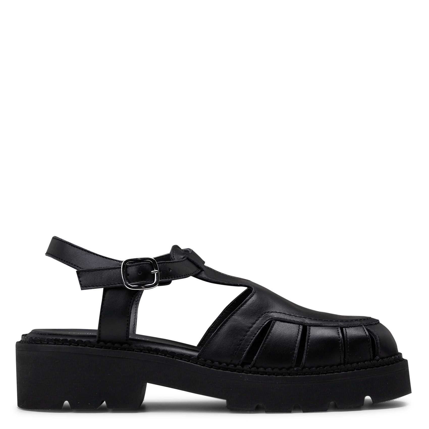 Sandales compensées en cuir MELLOW YELLOW Noir