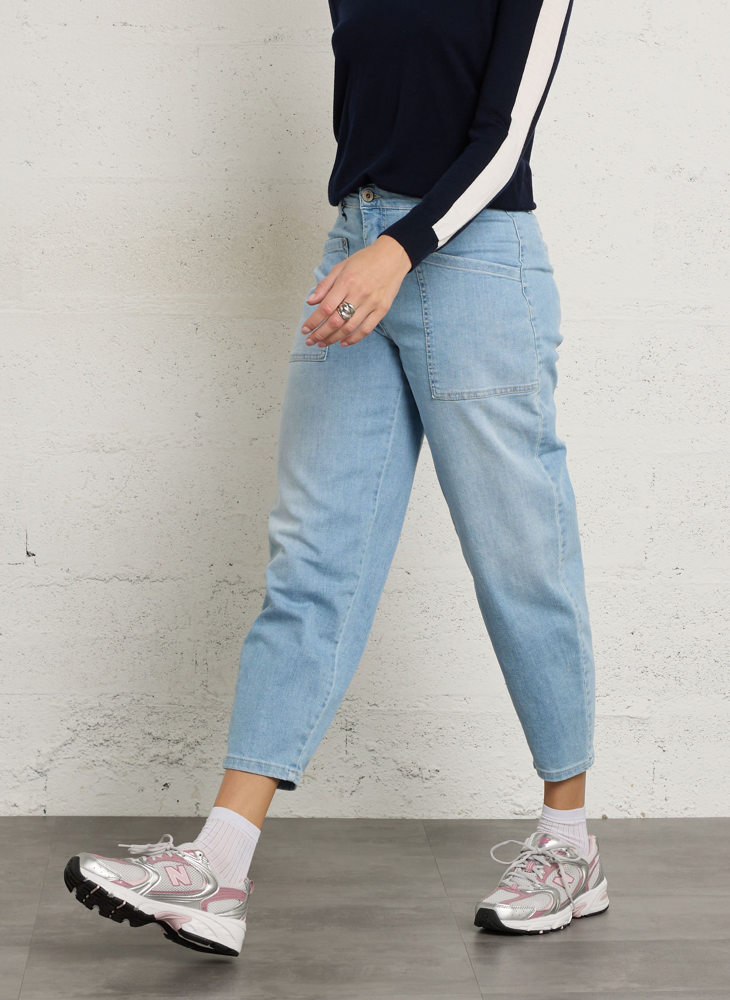 Broek met wijde pijpen van gemengd katoen PLEASE Blauw