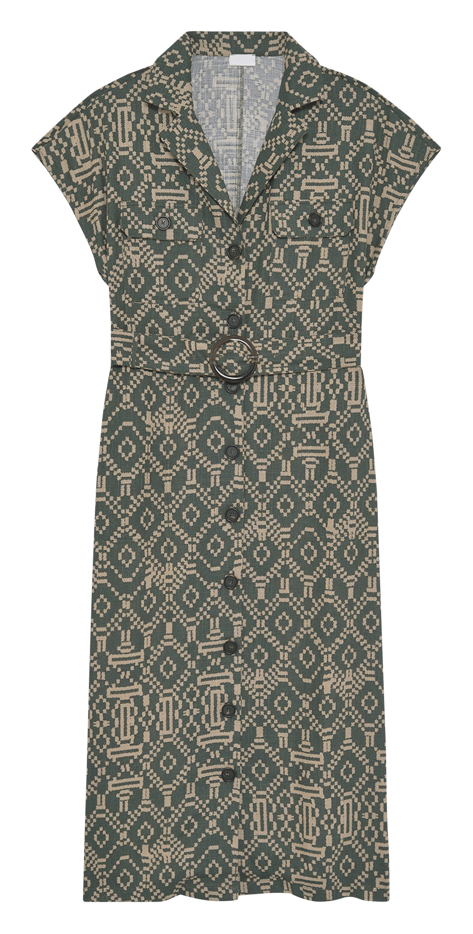 Robe midi col chemisier imprimée CAROLL Vert