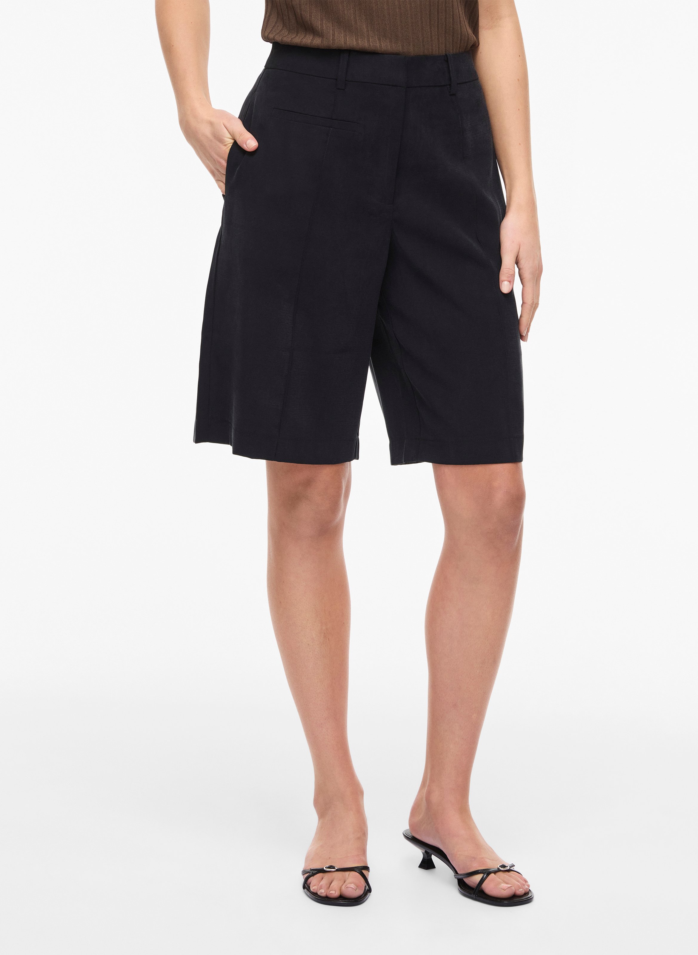 Bermuda mit hoher Taille uni VILA Schwarz