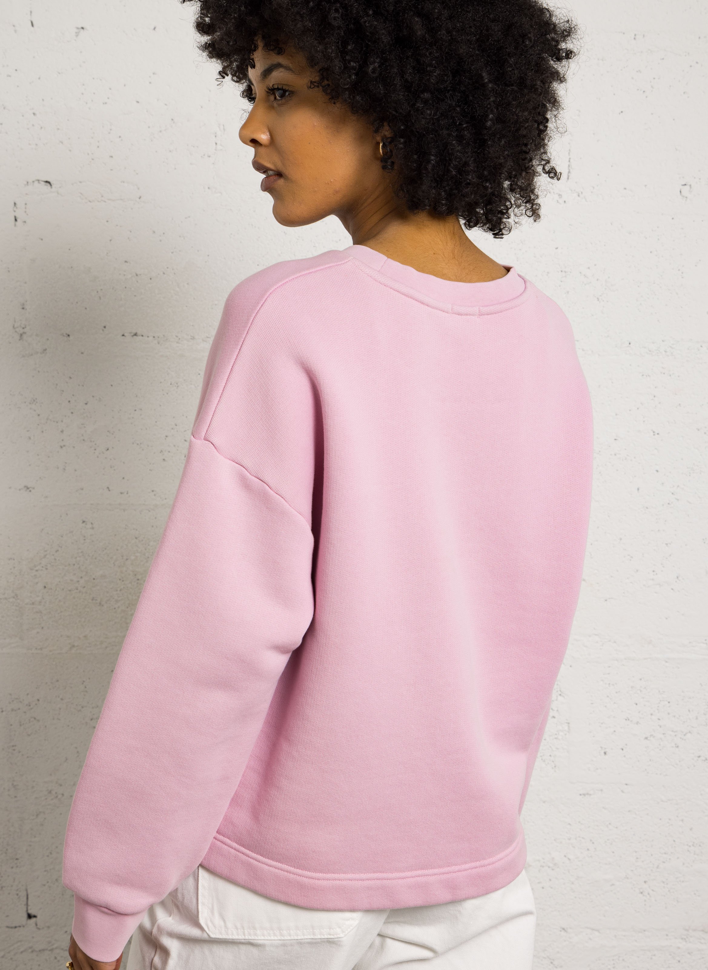 Sudadera cuello redondo mangas largas lisa Rosa