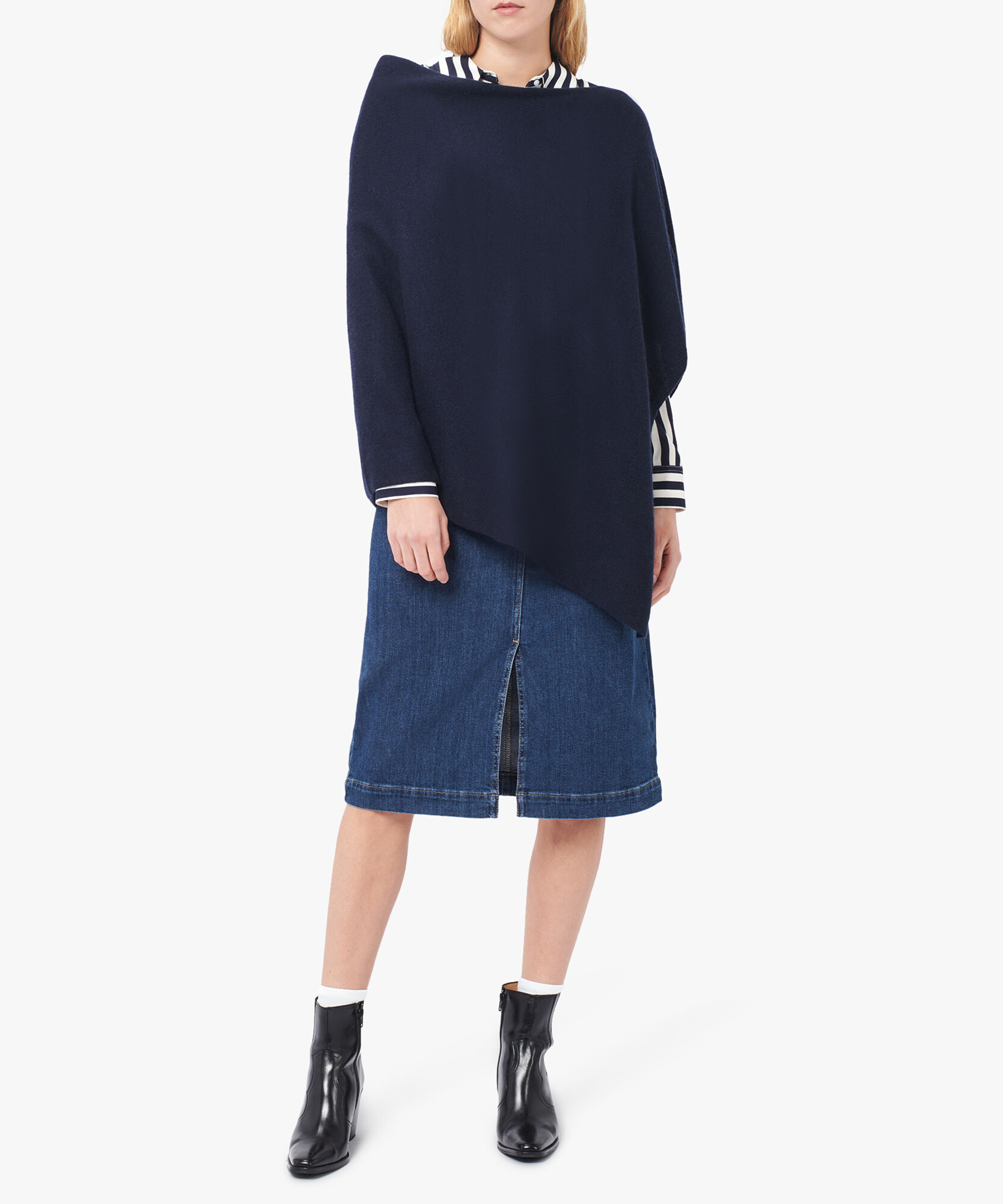 Poncho en cachemire CAROLL Bleu