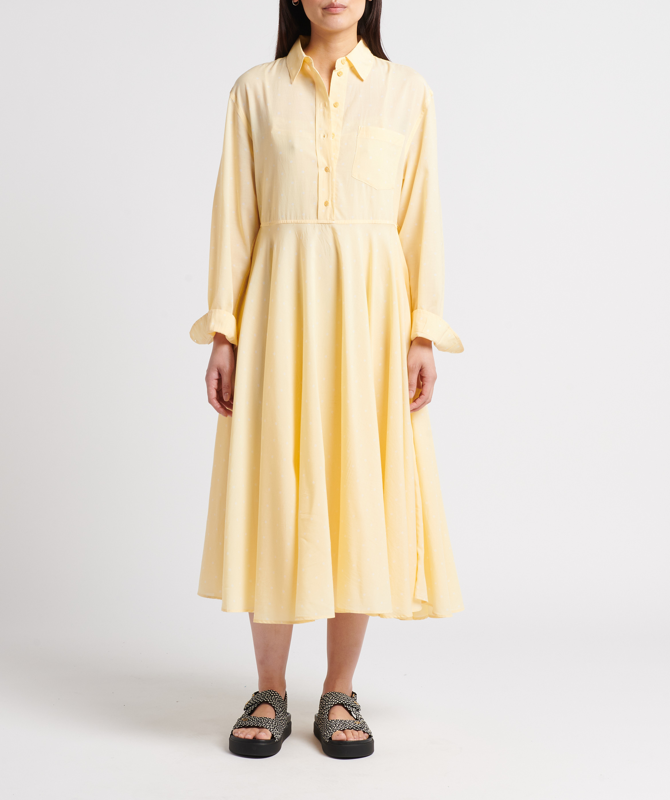 Hemd-Kleid aus Baumwollvoile LAURENCE BRAS Gelb