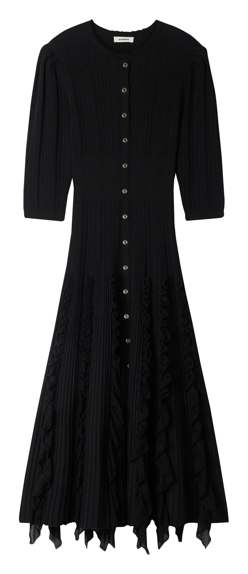 Robe longue en maille SANDRO Zwart