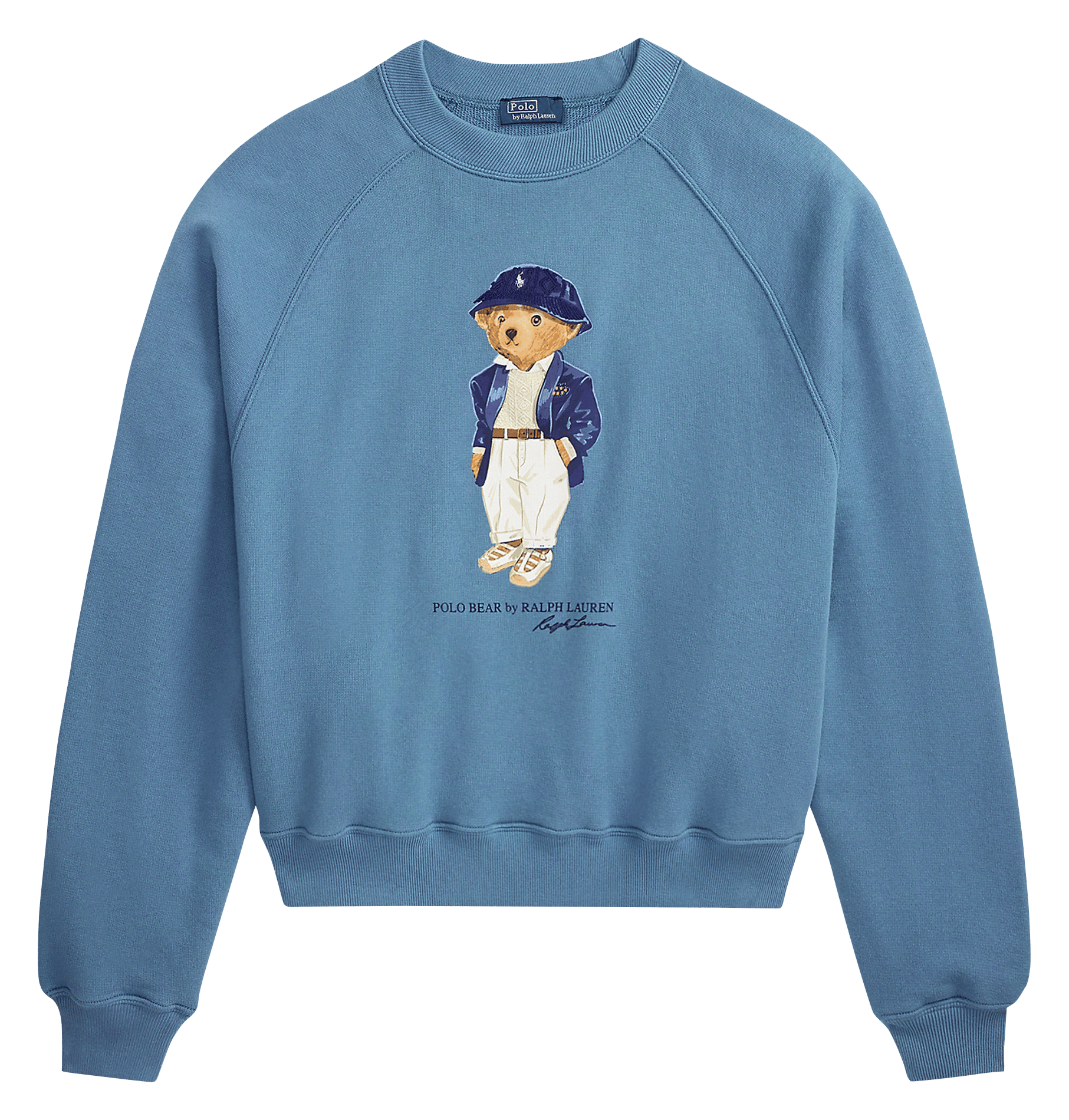 Rechte sweater met ronde hals en zeefdruk in gemengd katoen POLO RALPH LAUREN Blauw