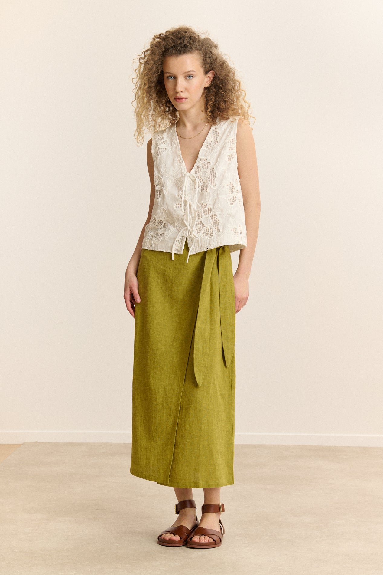 Jupe midi portefeuille GARANCE PARIS Vert