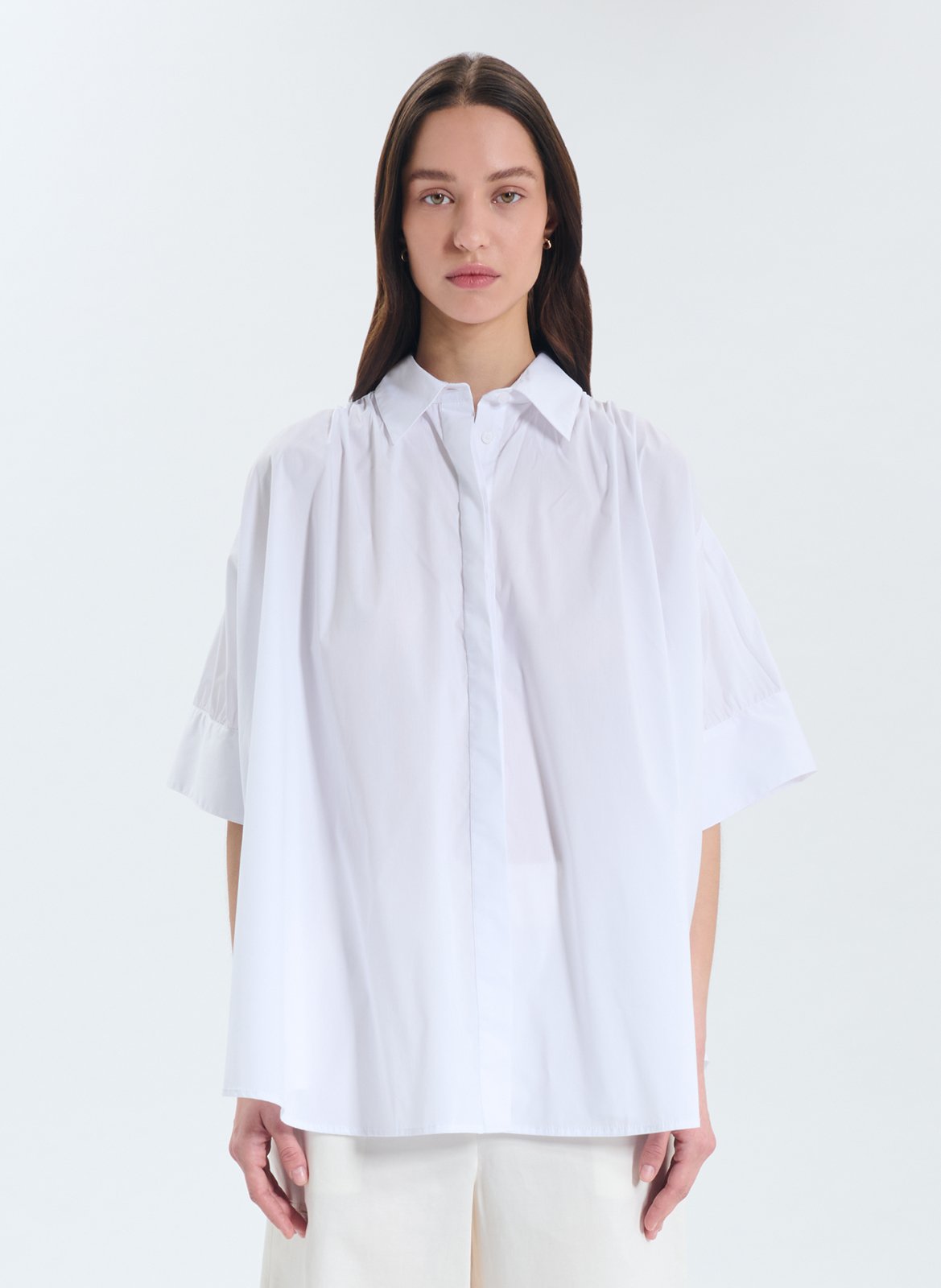 Bluse aus Baumwoll-Mix mit klassischem Kragen ZAPA Weiss