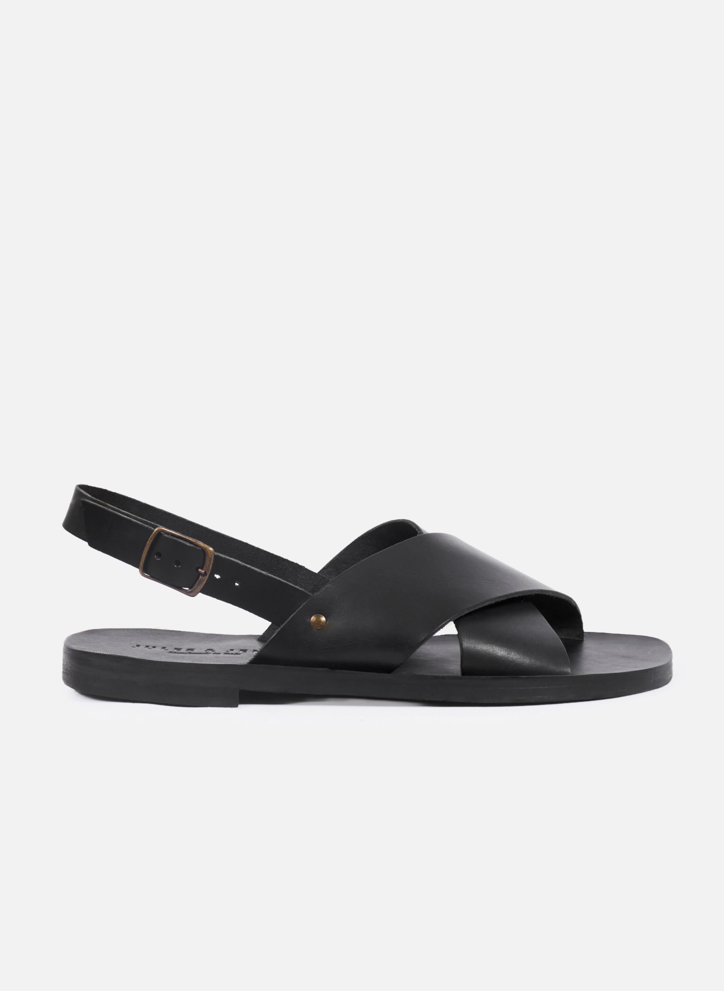 Enzo smooth leather sandals JULES & JENN Black