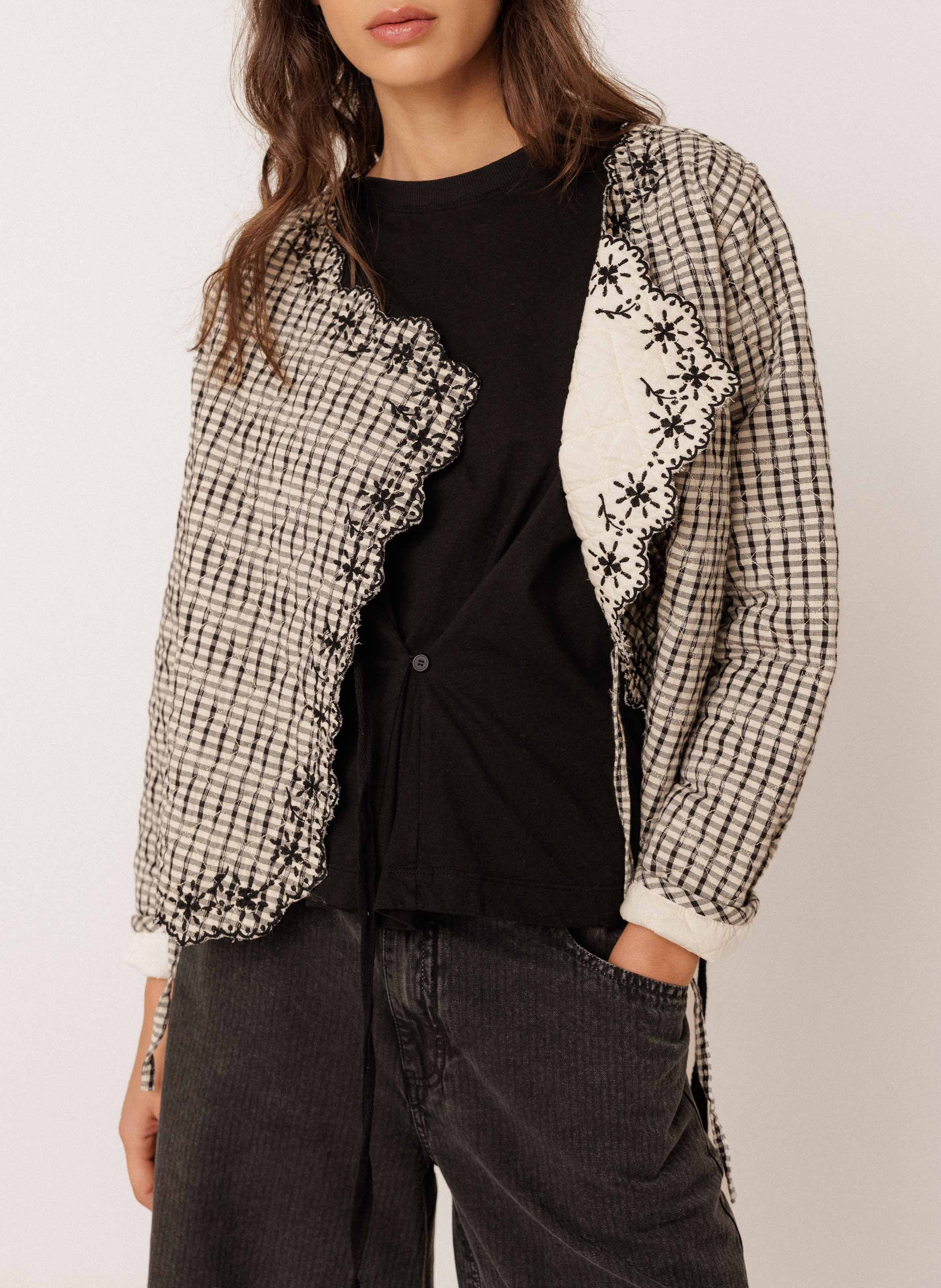 Round-neck cotton jacket INDI & COLD Black