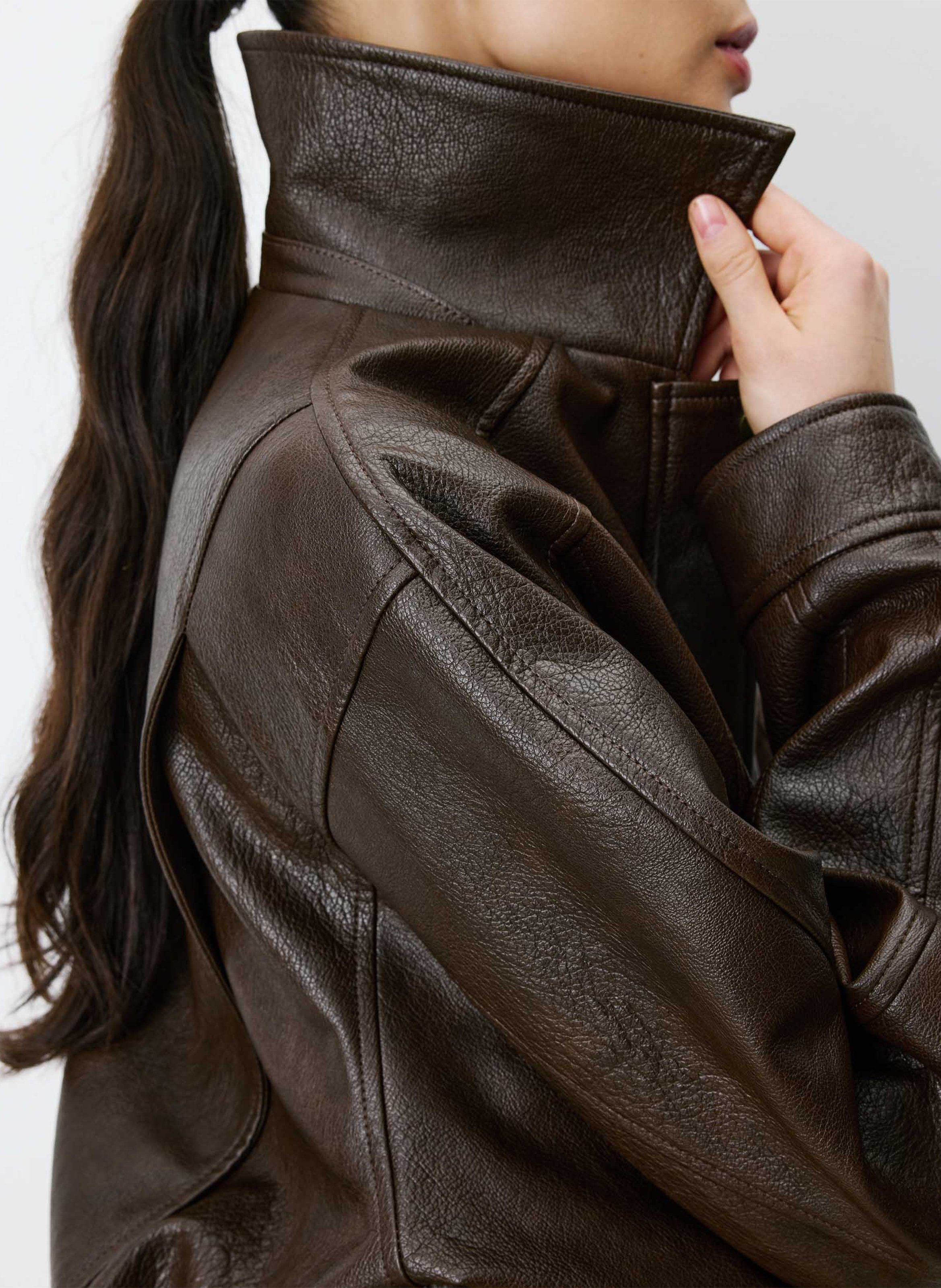 Oversized jacket with classic collar GRACE ET MILA Brown