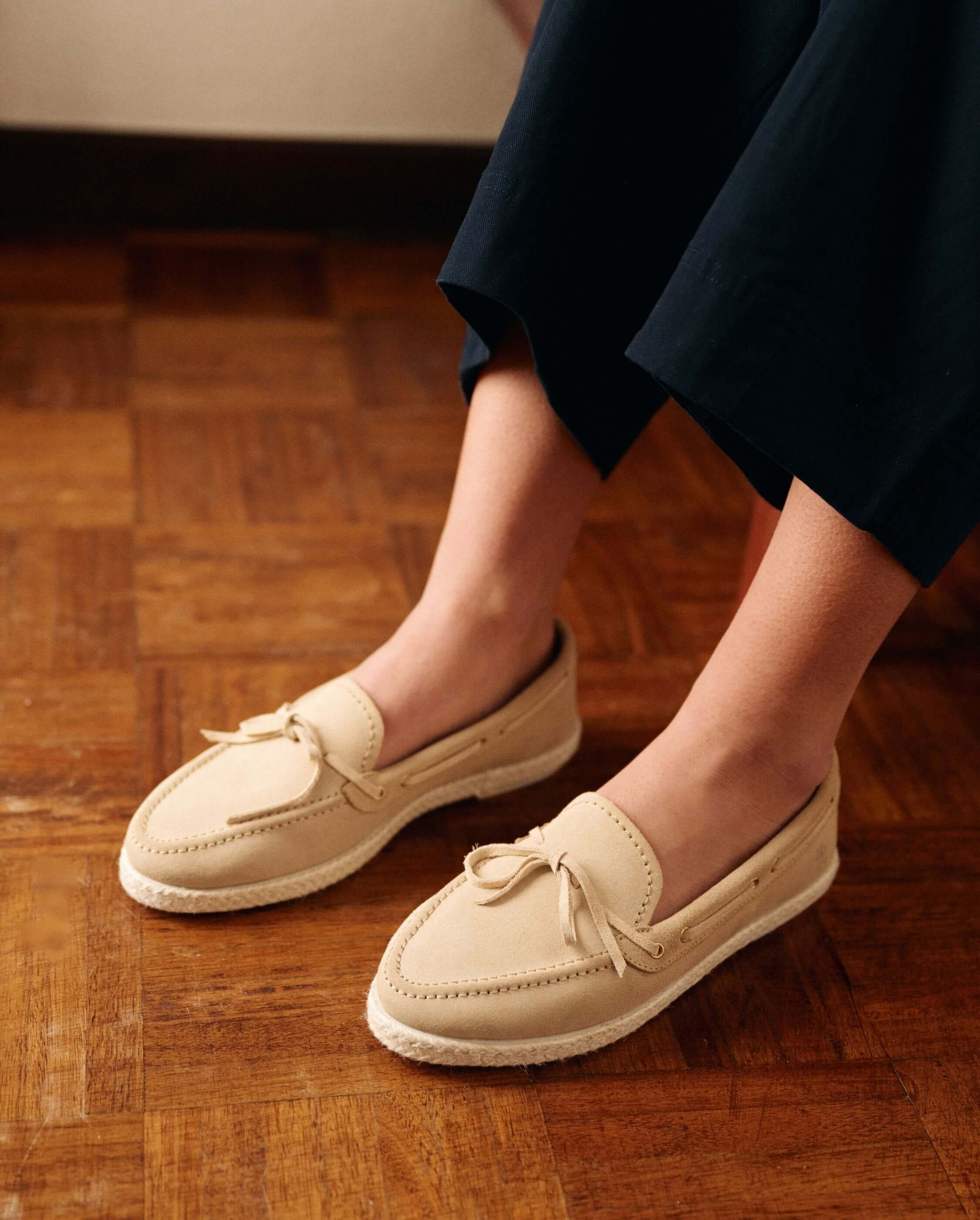 Betty women's beige leather boat moccasin ANGARDE Beige