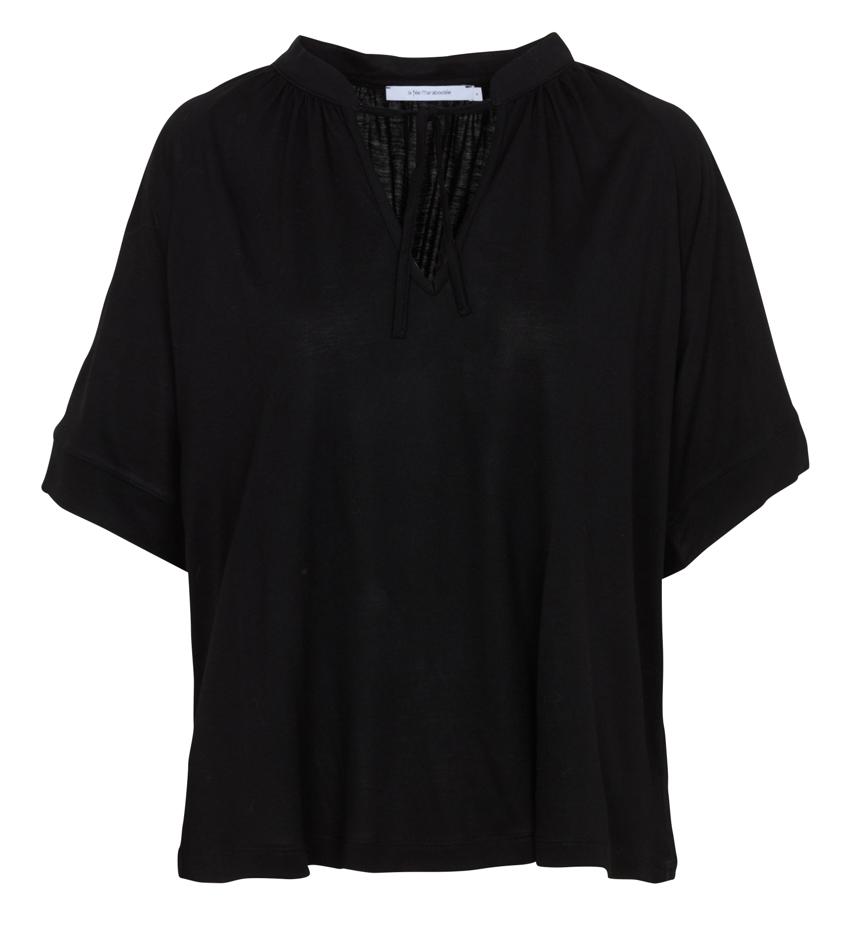 Tee-shirt ample col tunisien LA FEE MARABOUTEE Noir