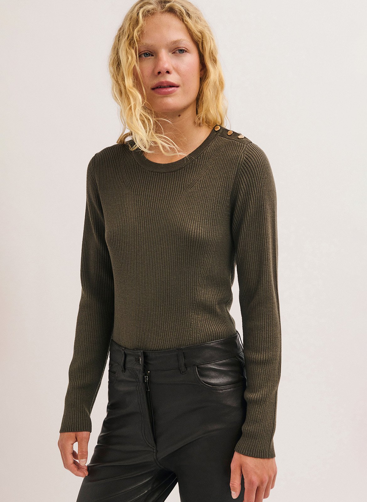 Fitted wool blend sweater PABLO Khaki