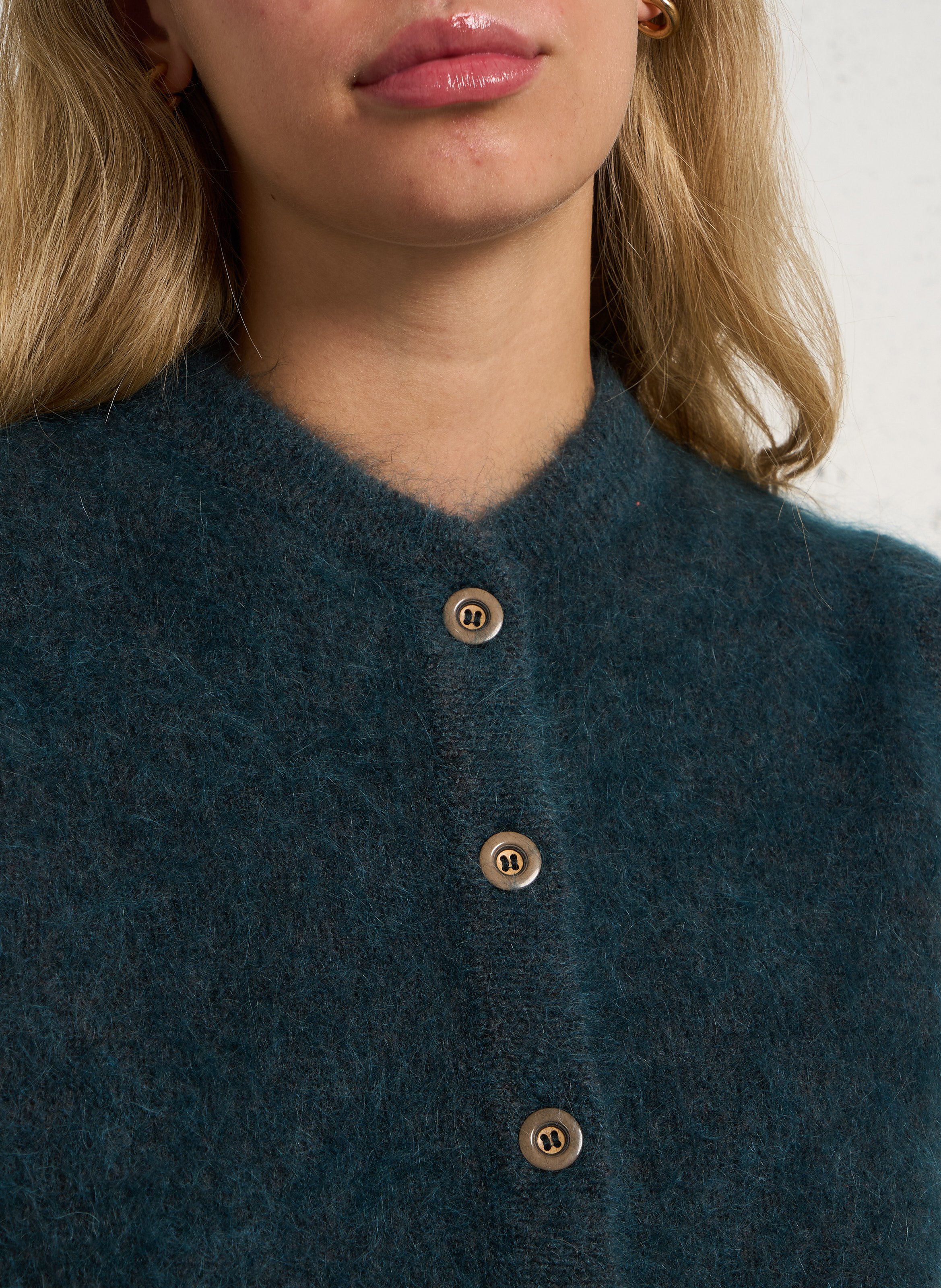 Sleeveless straight round neck mohair blend vest MAISON 123 Blue