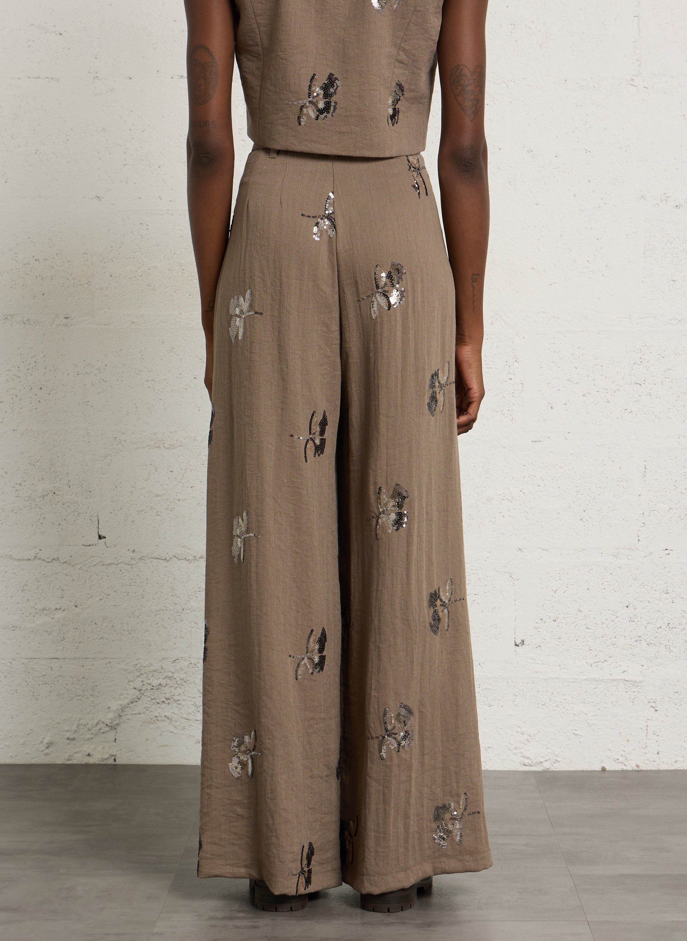 Wide-leg sequined pants IMPERIAL Green