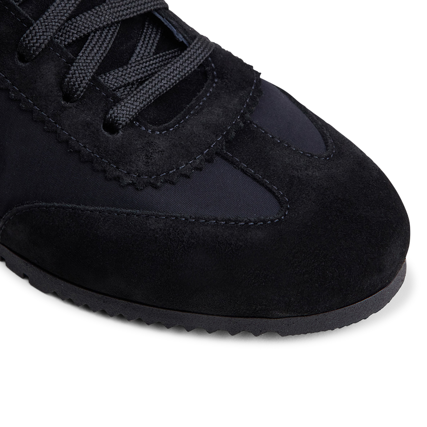 High-top lace-up sneakers in mixed leather JONAK Black