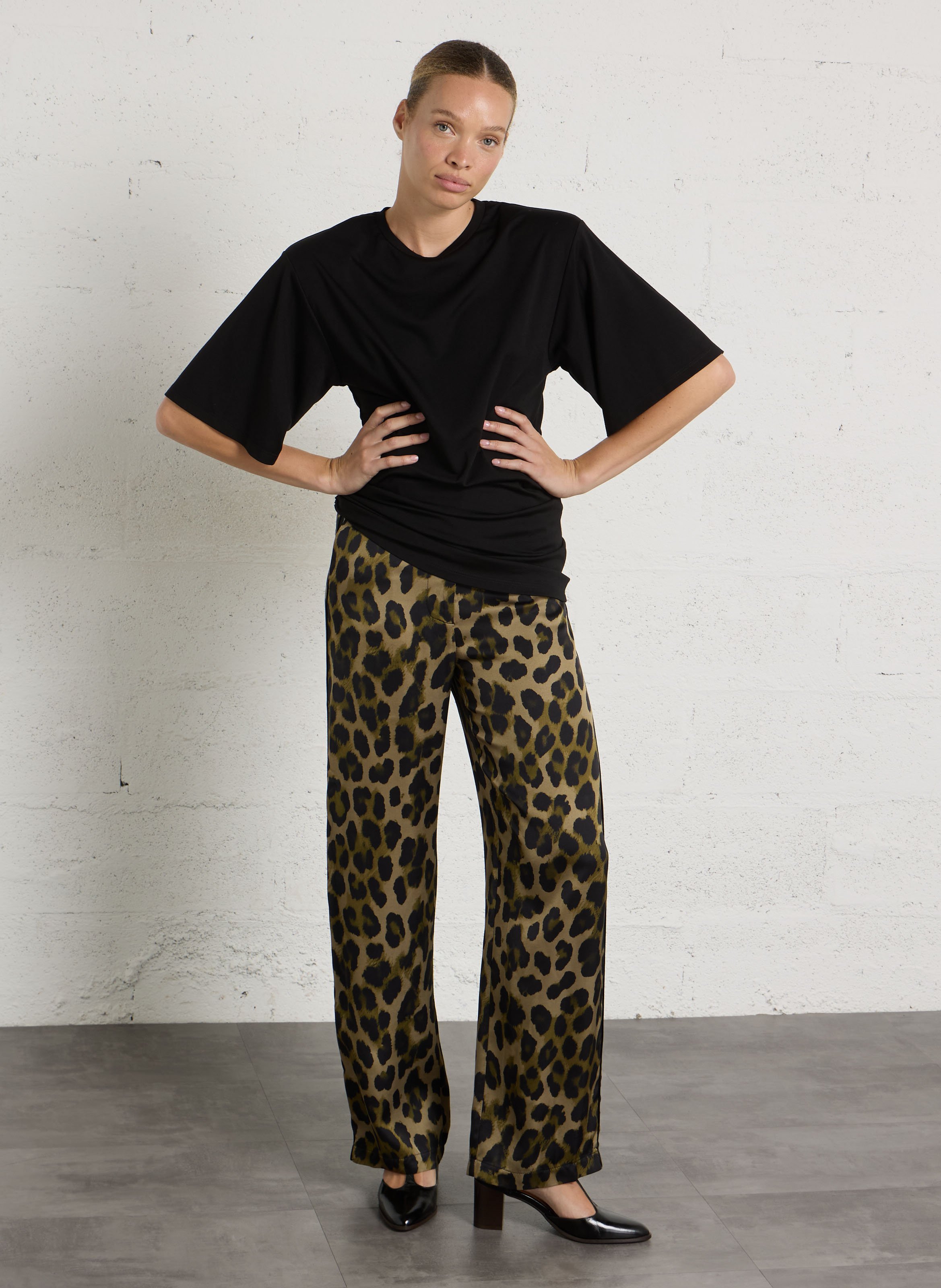 T-shirt long manches courtes froncé IMPERIAL Noir