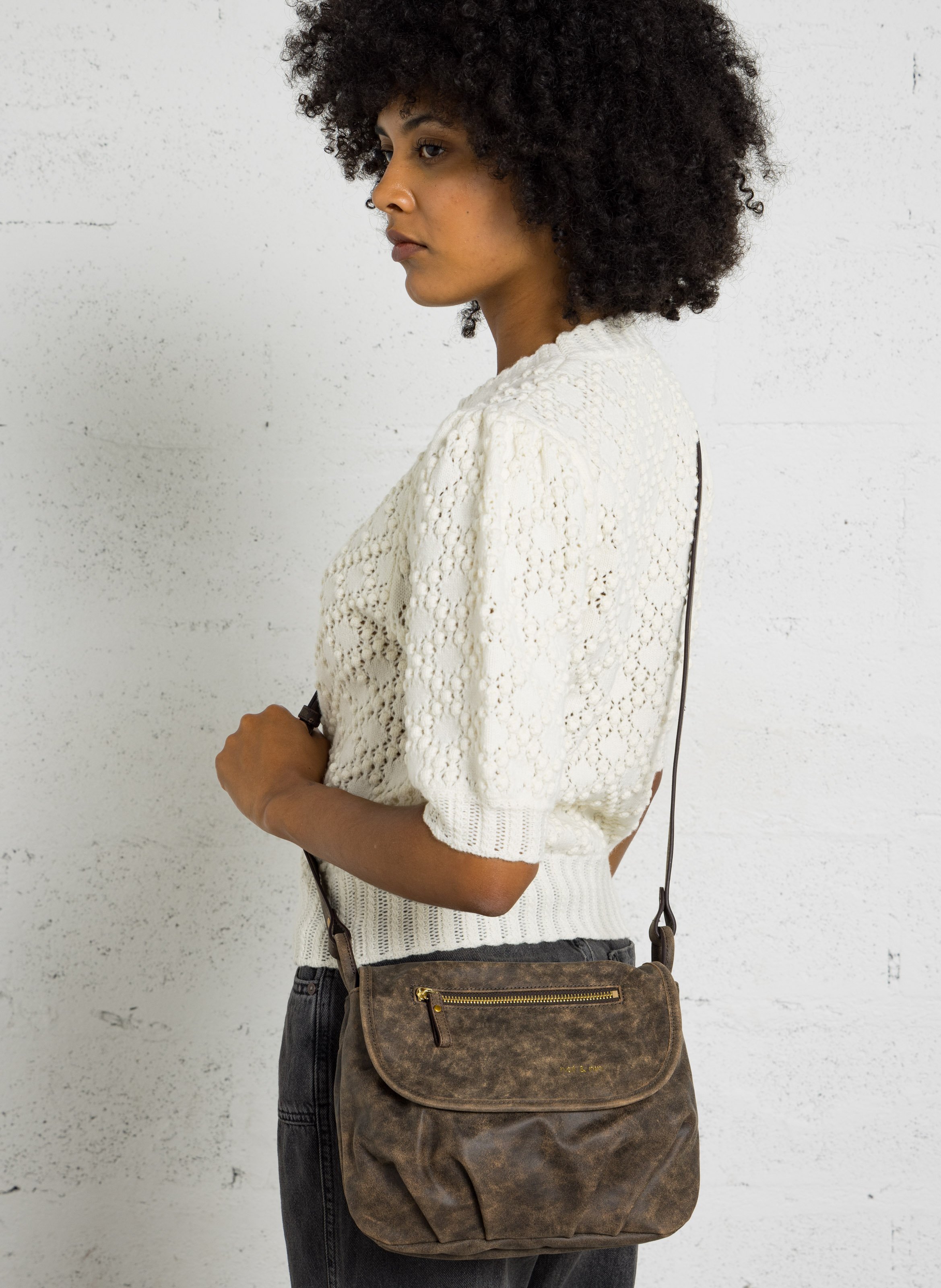 Besace en cuir NAT & NIN Marron