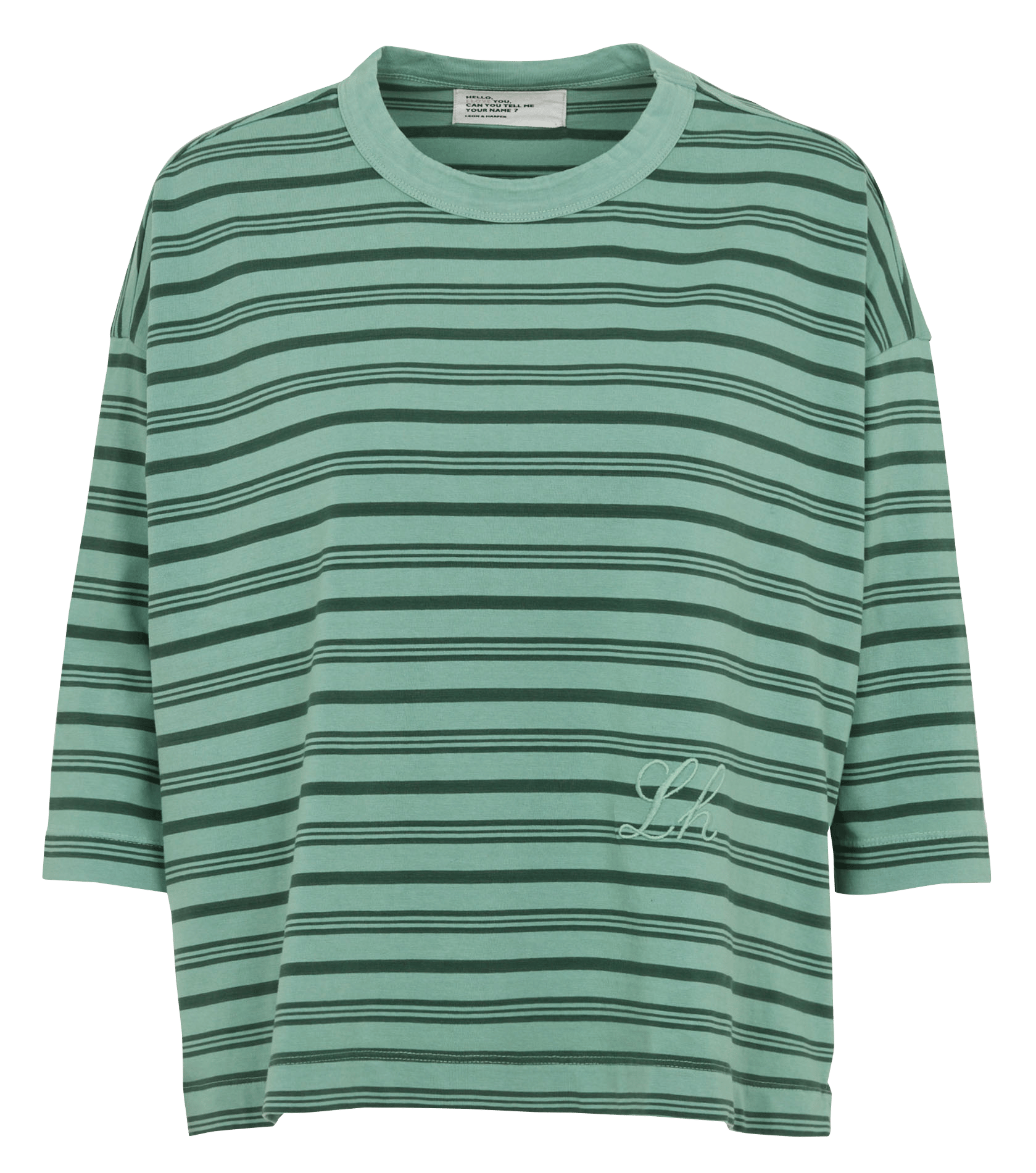 Gestreiftes T-Shirt mit weiten 3/4-Ärmeln LEON & HARPER Grun