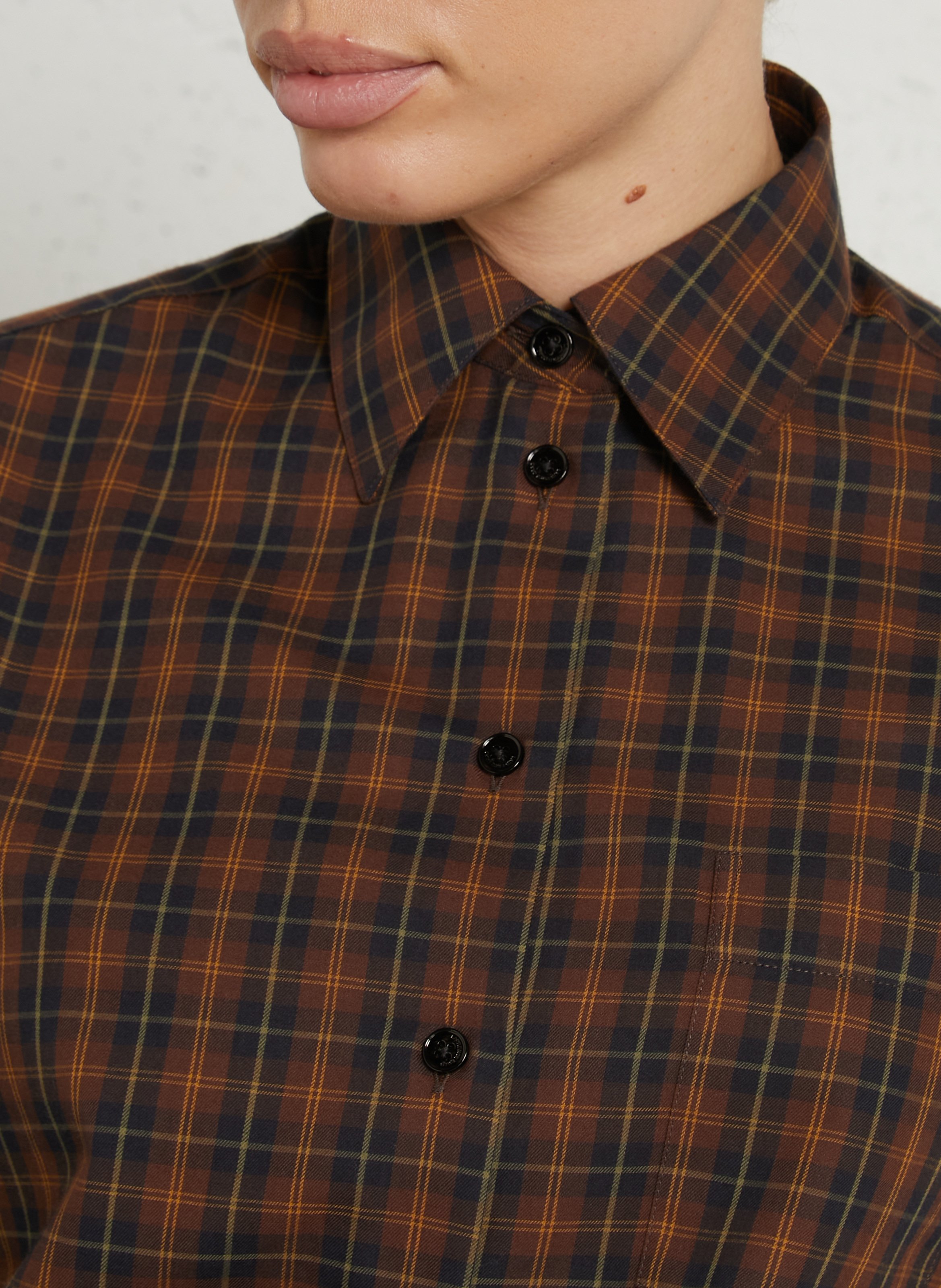 Chemise droite à carreaux en coton LAURENCE BRAS Marron