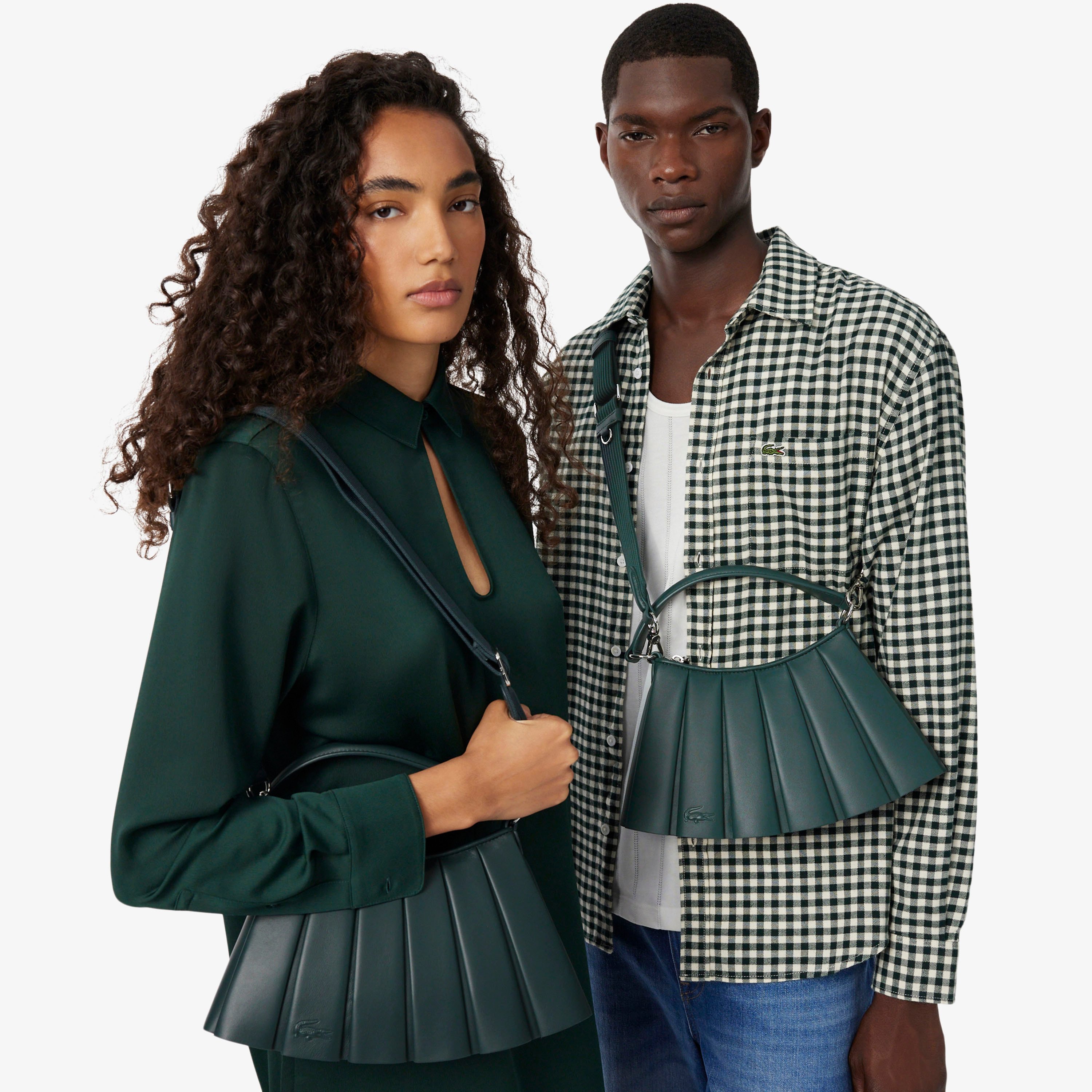 Sac à main petit Lenglen Défilé en cuir LACOSTE Grun