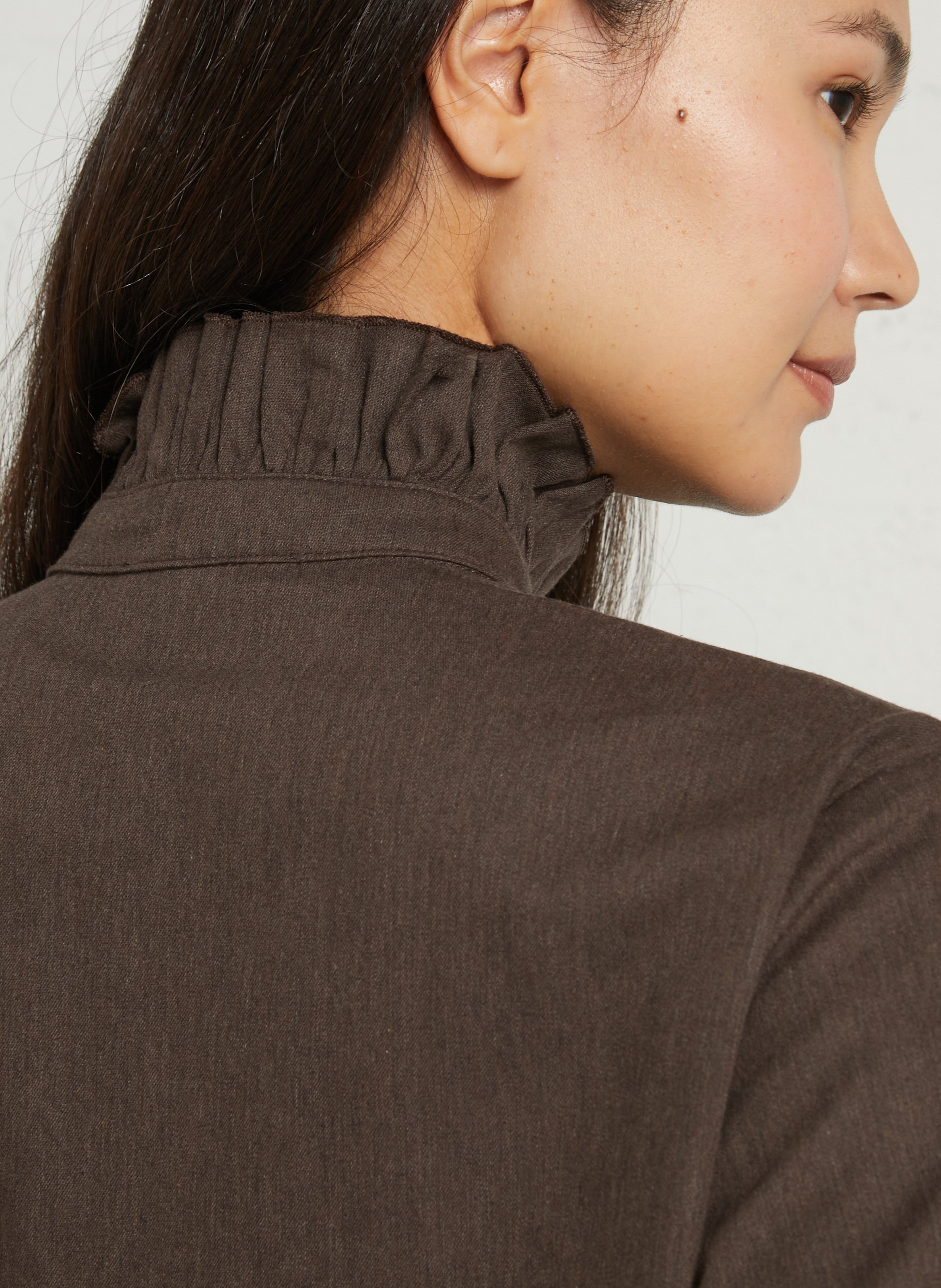 Loose-fitting high-neck cotton shirt HOD PARIS Brown