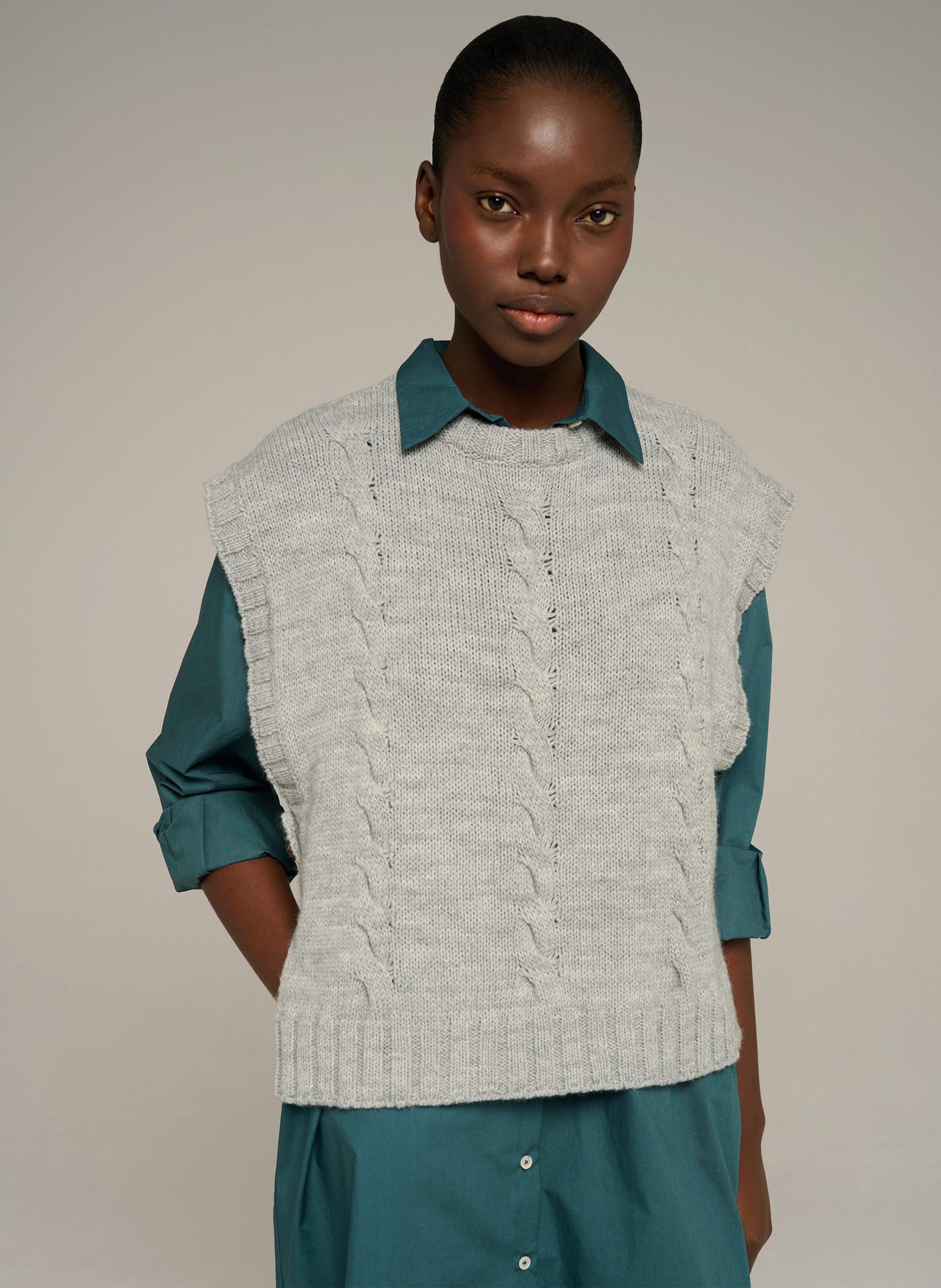 Pull col rond ample en laine mélangée COTELAC ACOTE