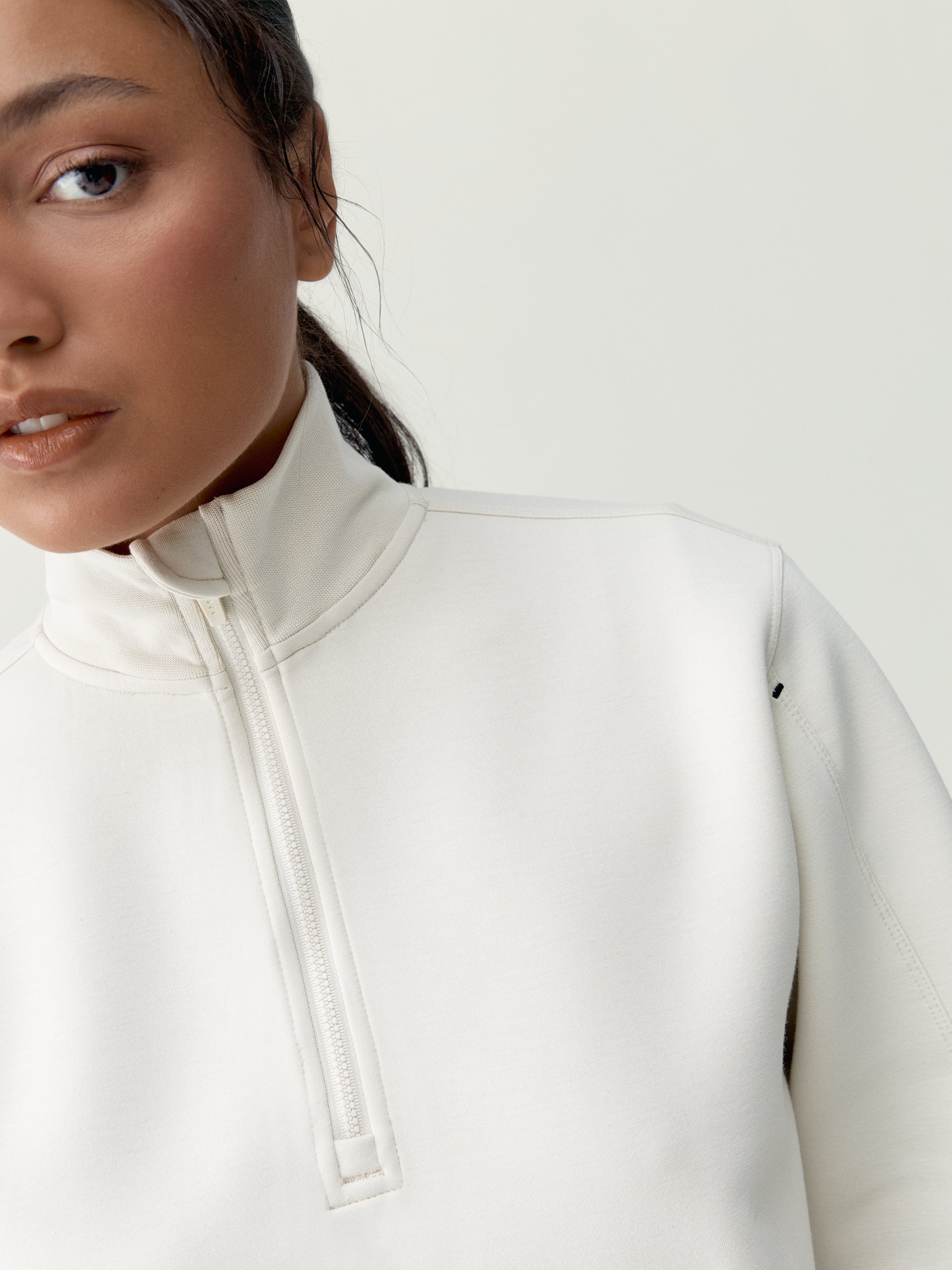 Women's BLOOM half-zip quick-drying sports sweatshirt BORN Beige