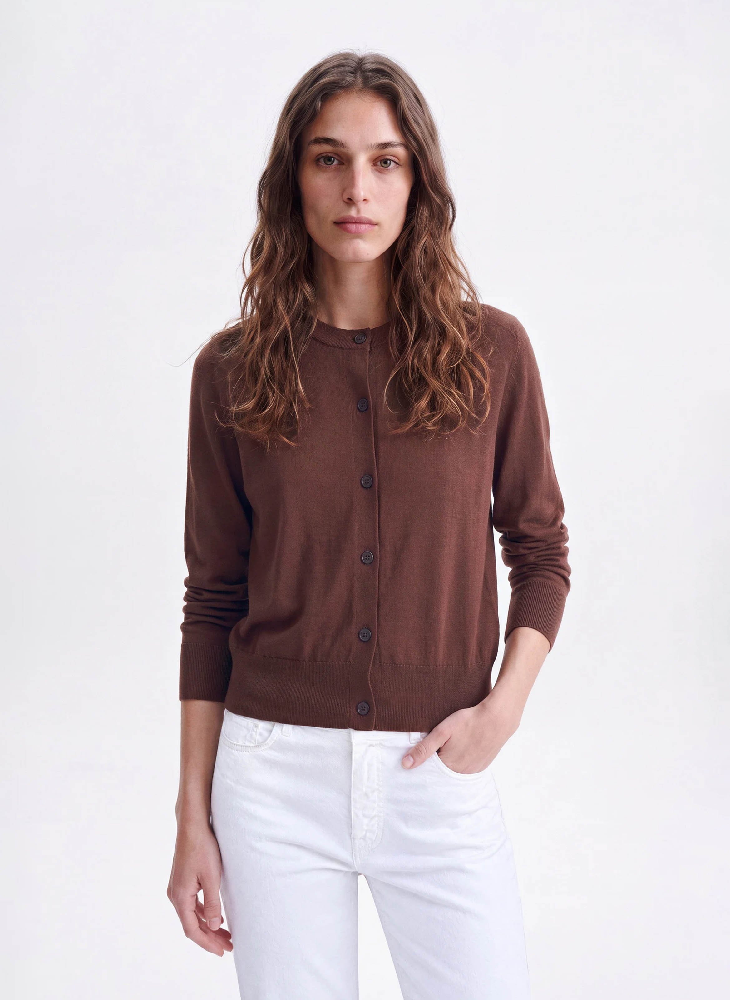 Cardigan droit en laine VANESSA BRUNO Marron