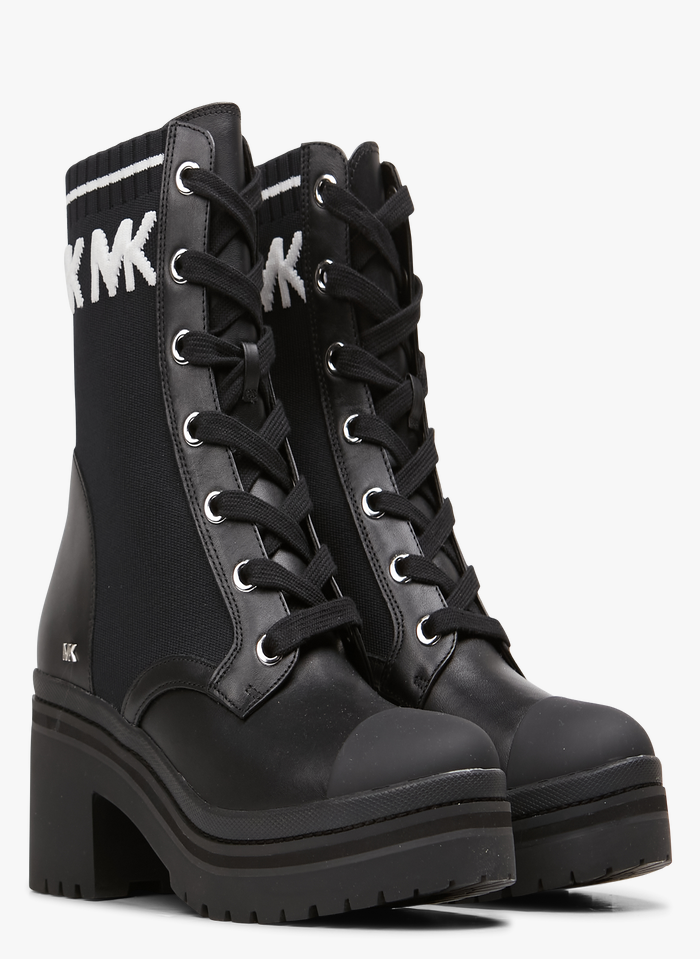 Leather Combat Boots Black Michael Kors - Women | Place des Tendances