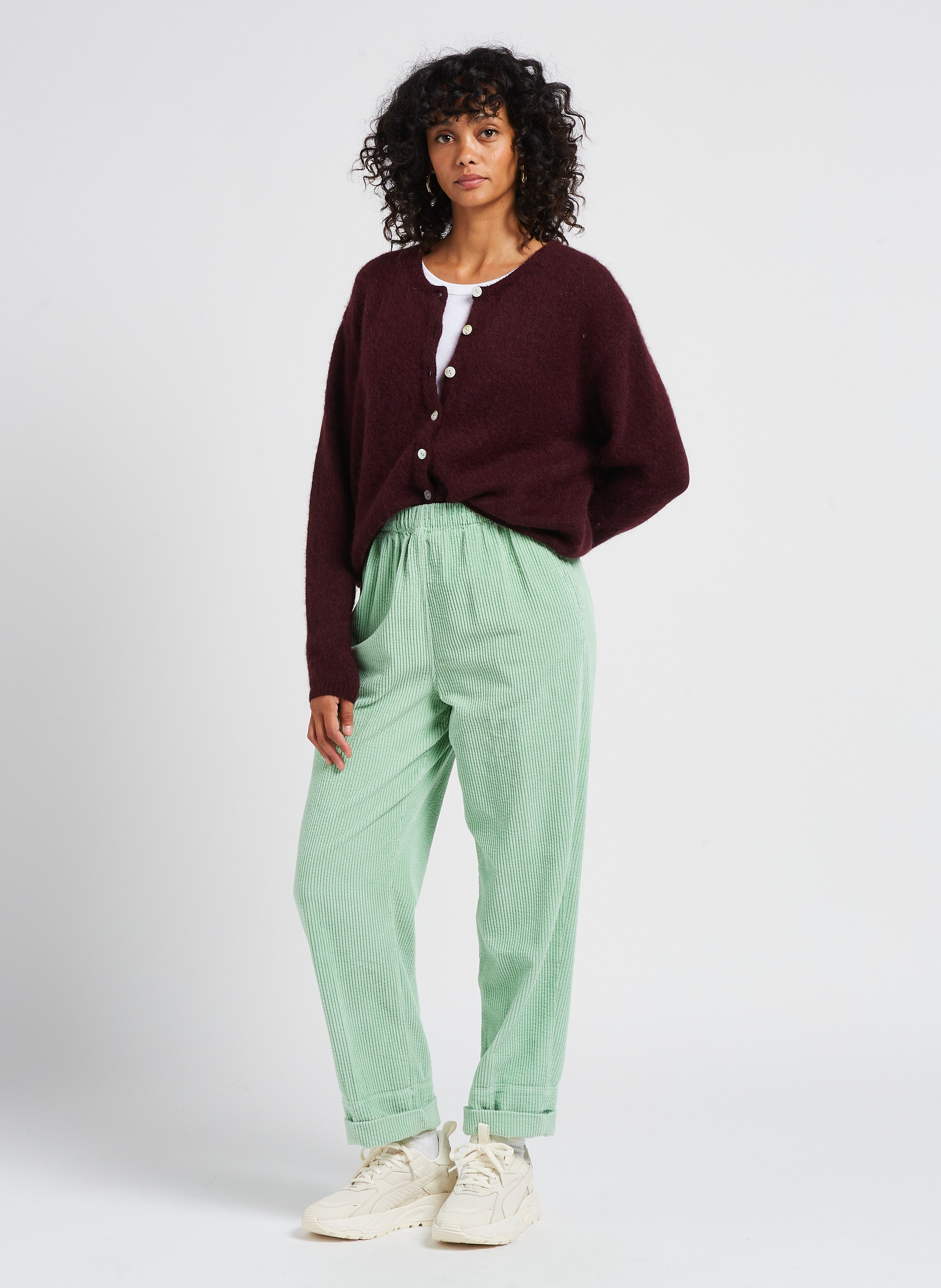 Round-neck Wool-blend Cardigan Acajou Chine American Vintage - Women |  Place des Tendances