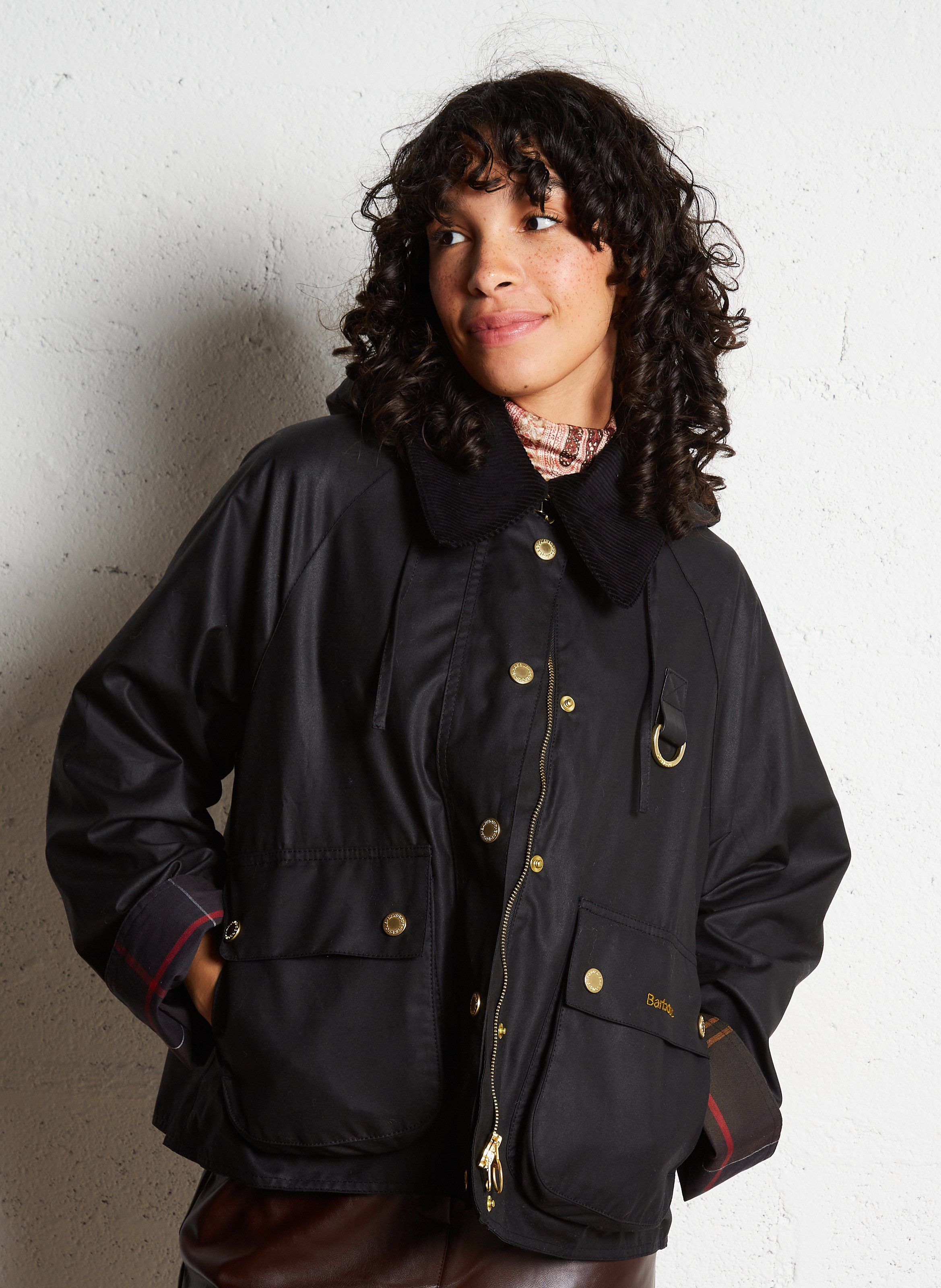 Veste ample col classique en coton BARBOUR Noir