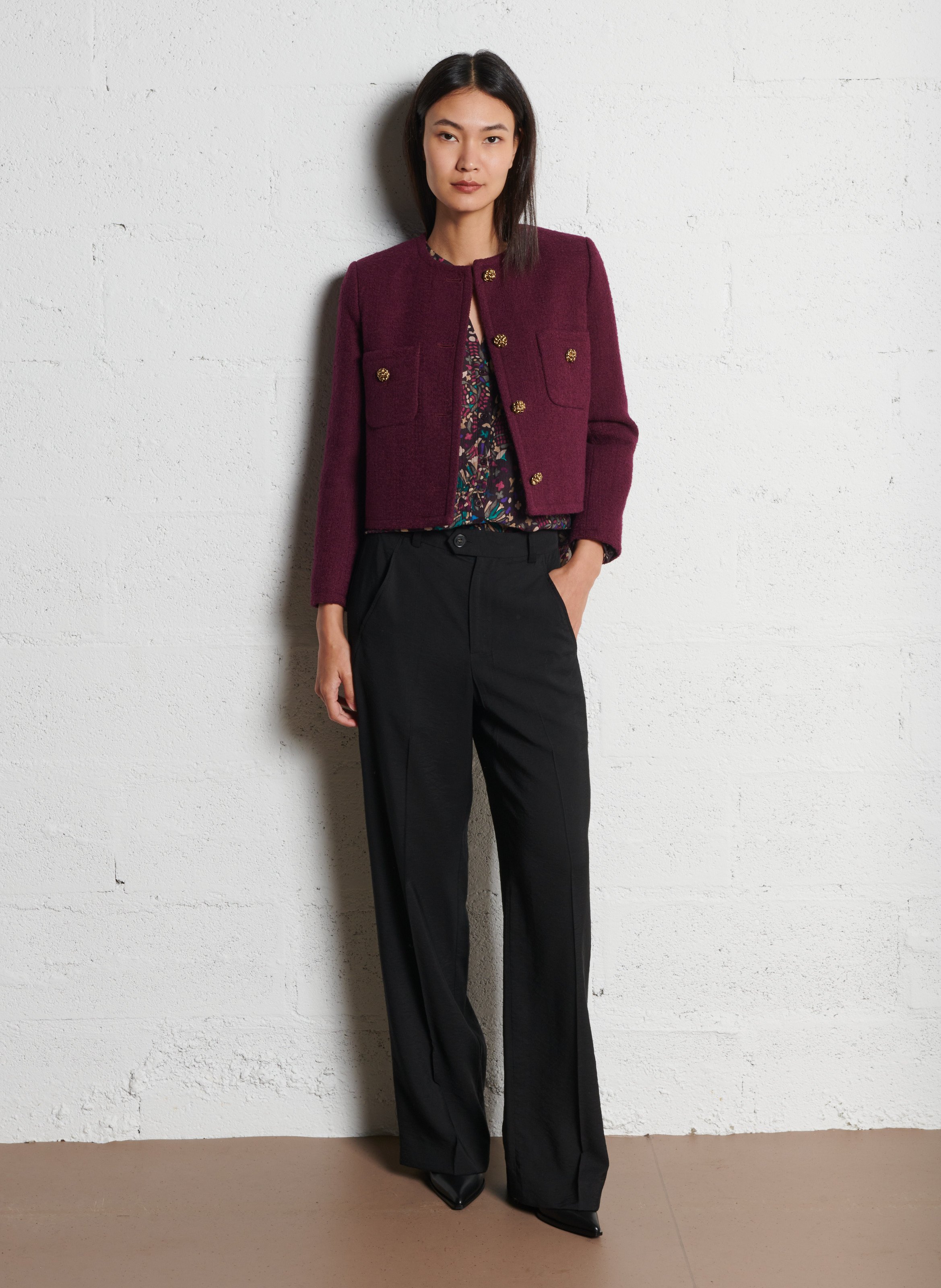 Korte jas van gemengd katoen en wol BA&SH Paars