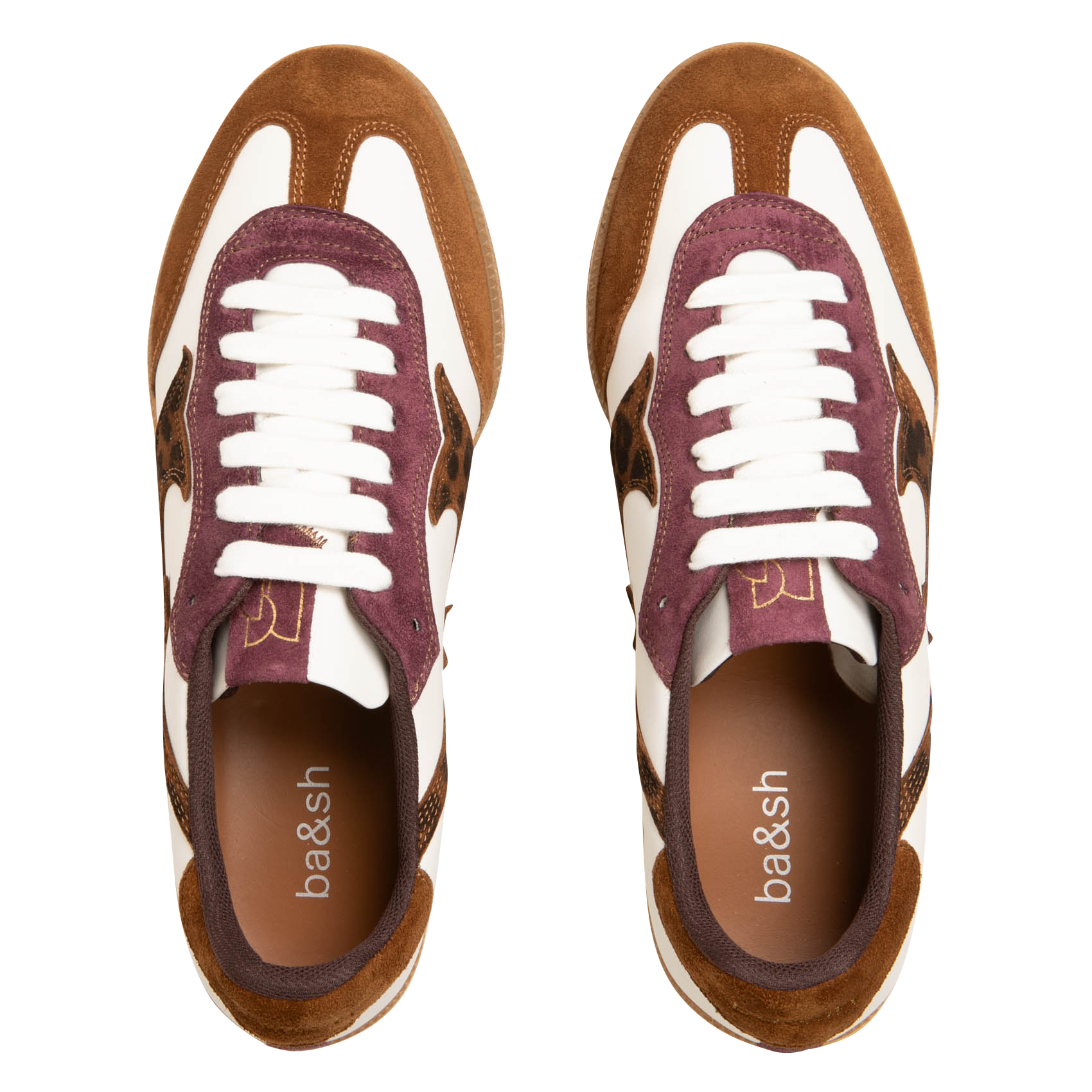 Baskets basses en cuir imprimé léopard BA&SH Marron