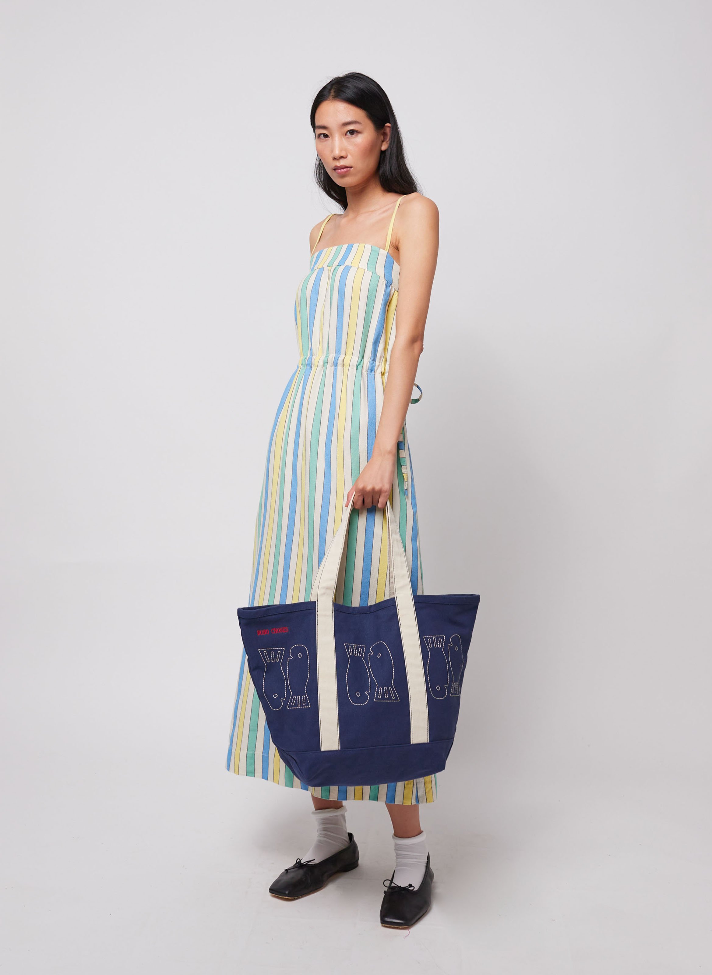 Lange, uitlopende jurk van katoen BOBO CHOSES Veelkleurig