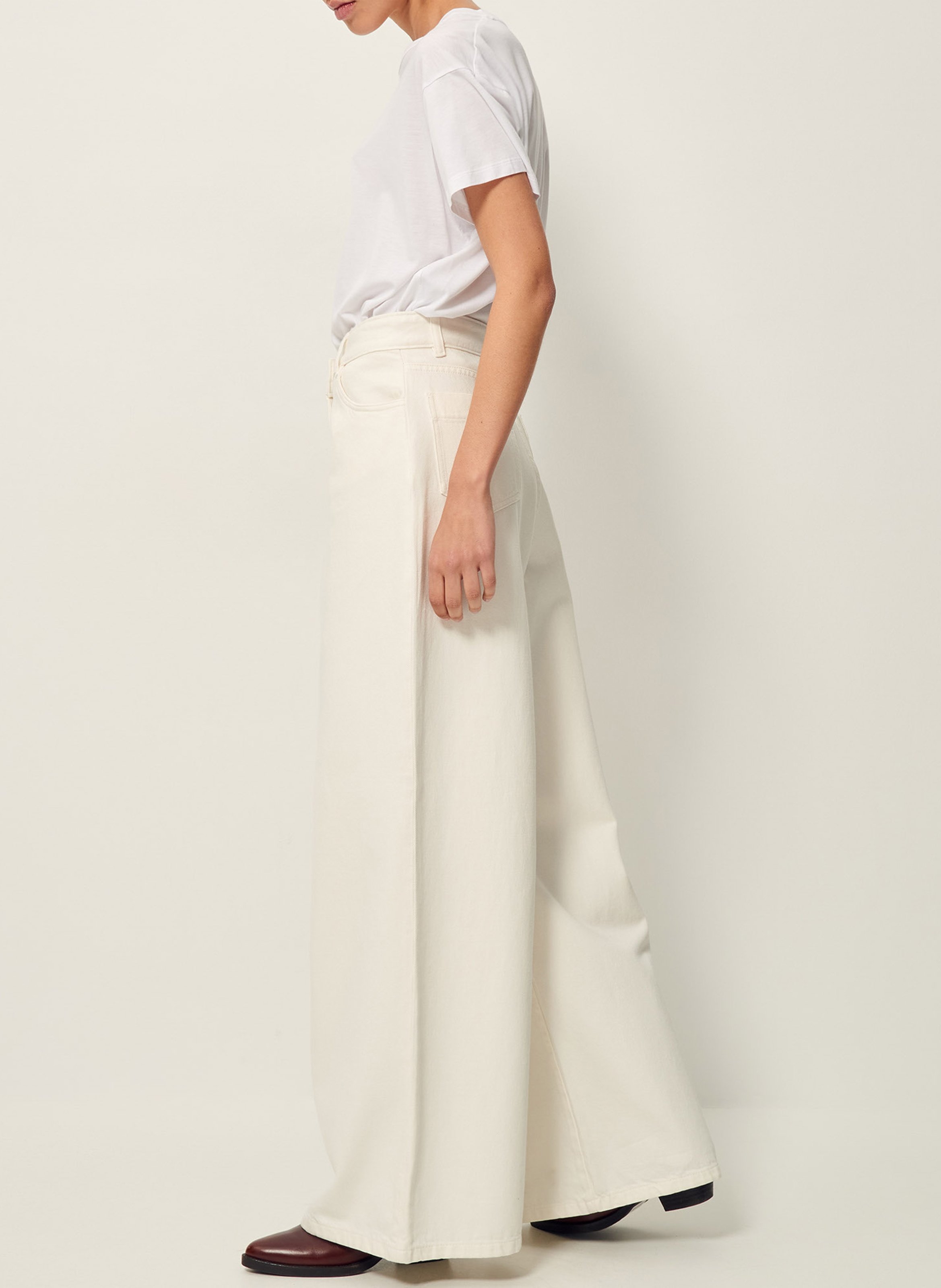 Jean large taille haute en coton SESSUN Blanc