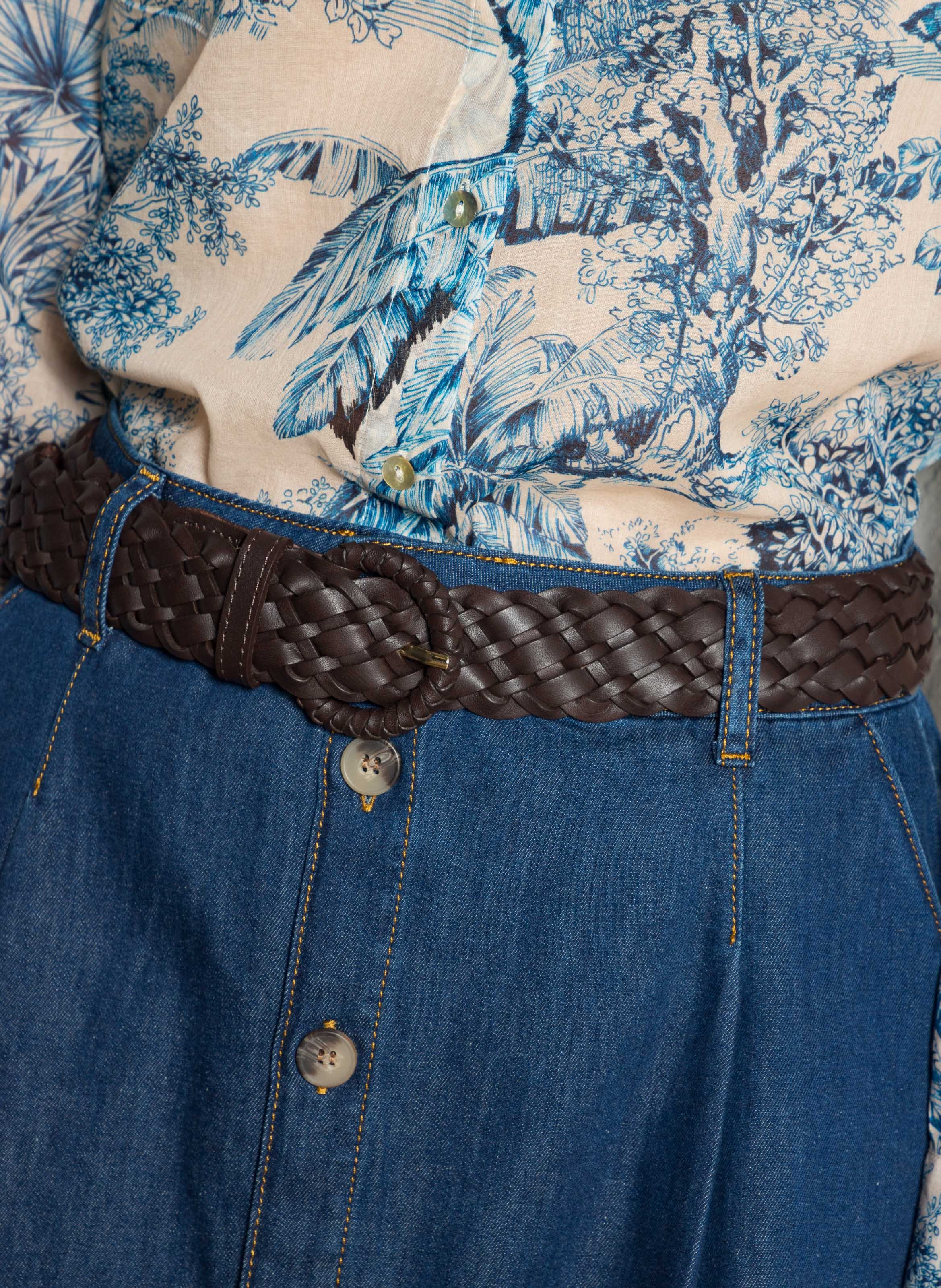 Braided leather belt MAISON 123 Brown