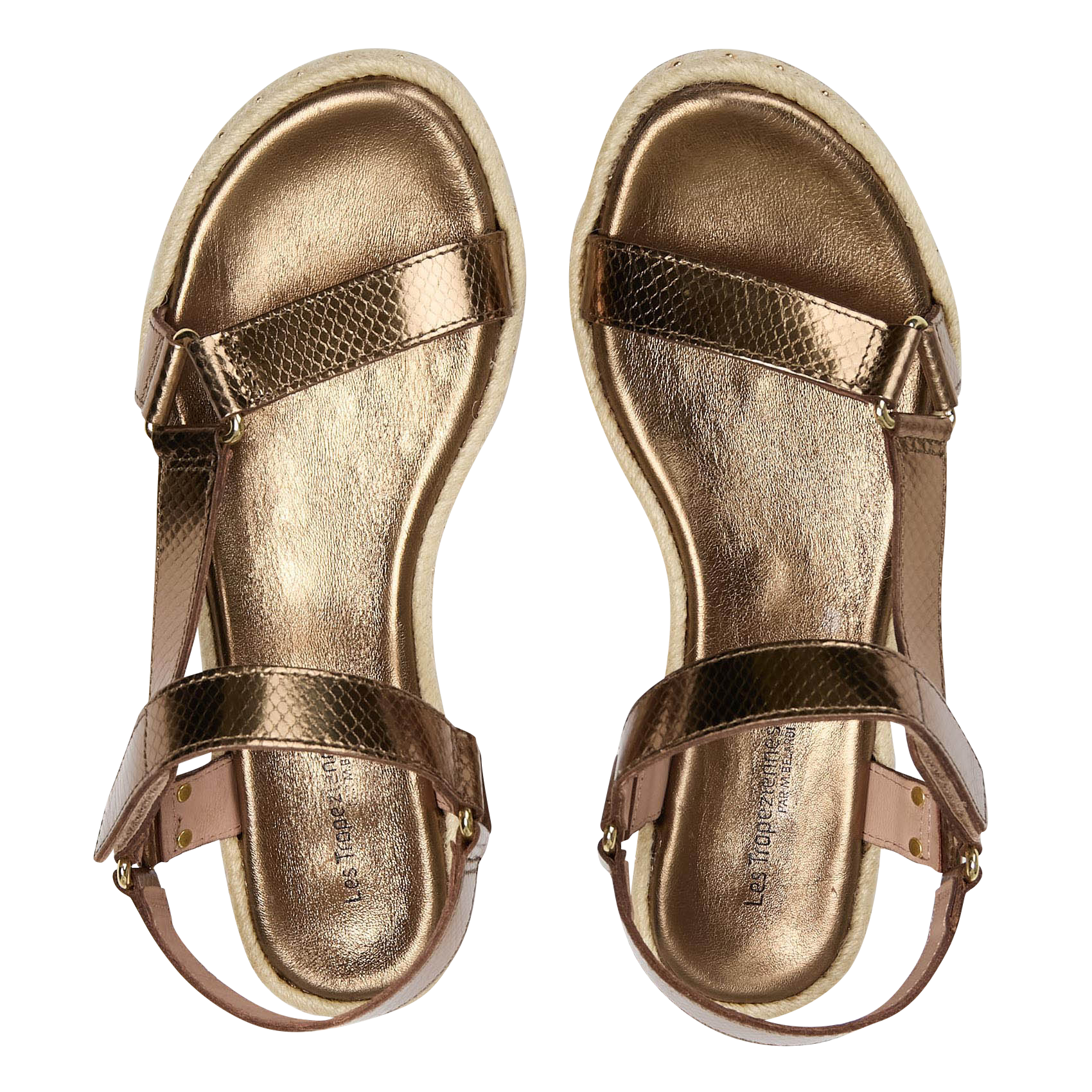 Flat metallic leather sandals LES TROPEZIENNES PAR M.BELARBI Brown