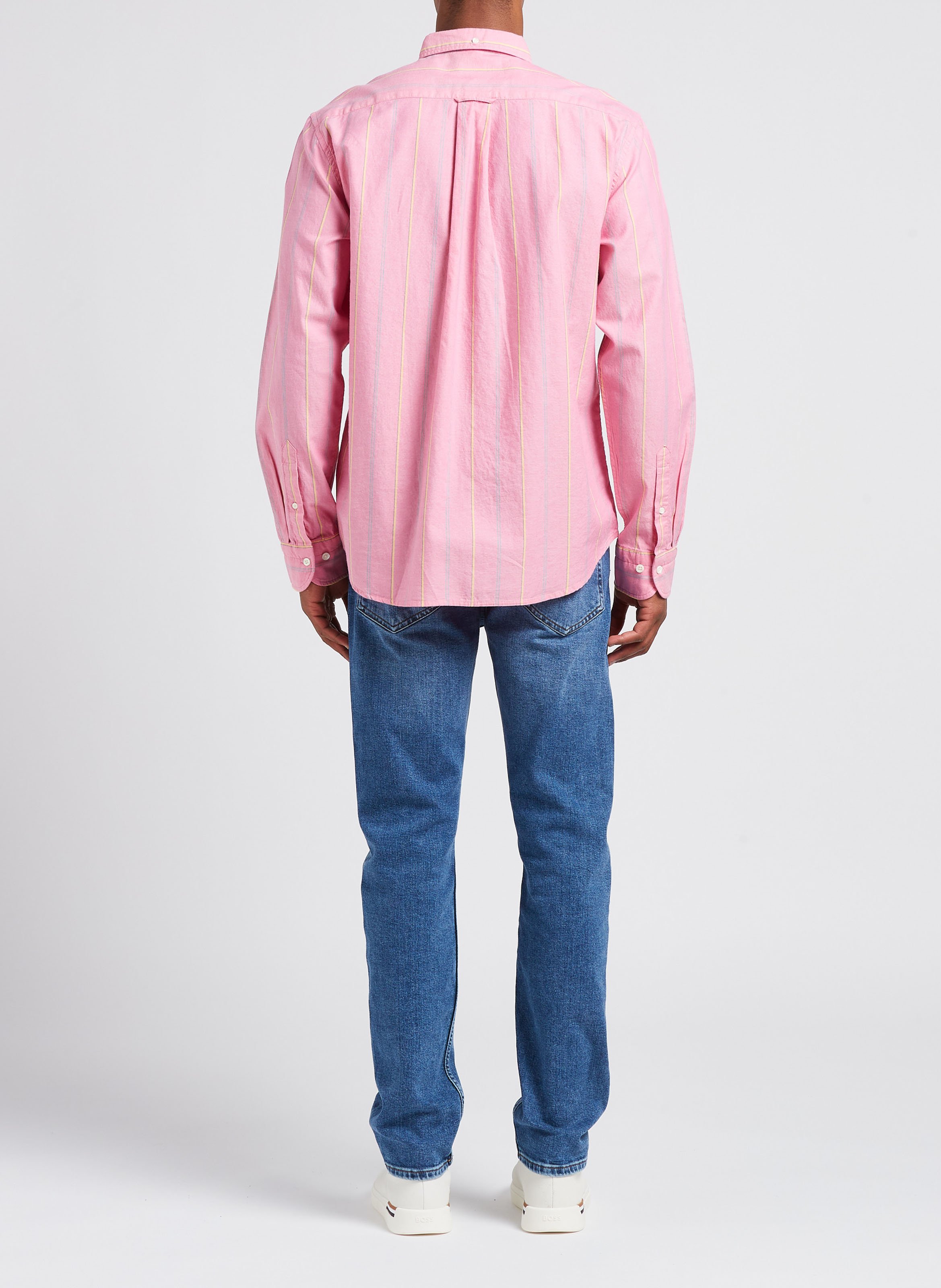 Regular-fit striped cotton shirt with button-down collar GANT Pink